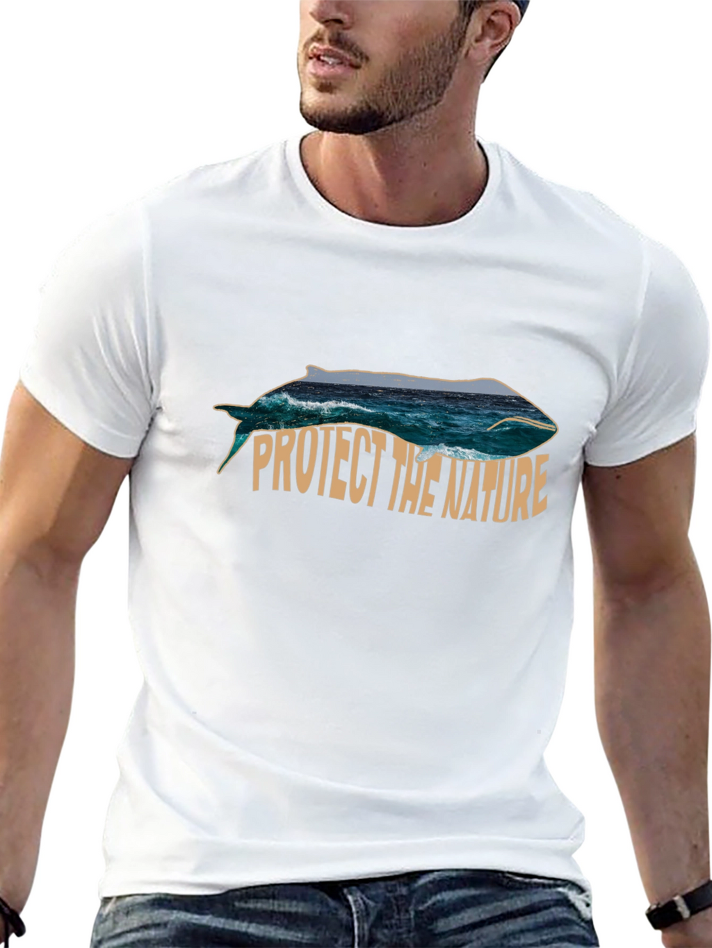 Protect the Nature Whale Graphic Tee - Black