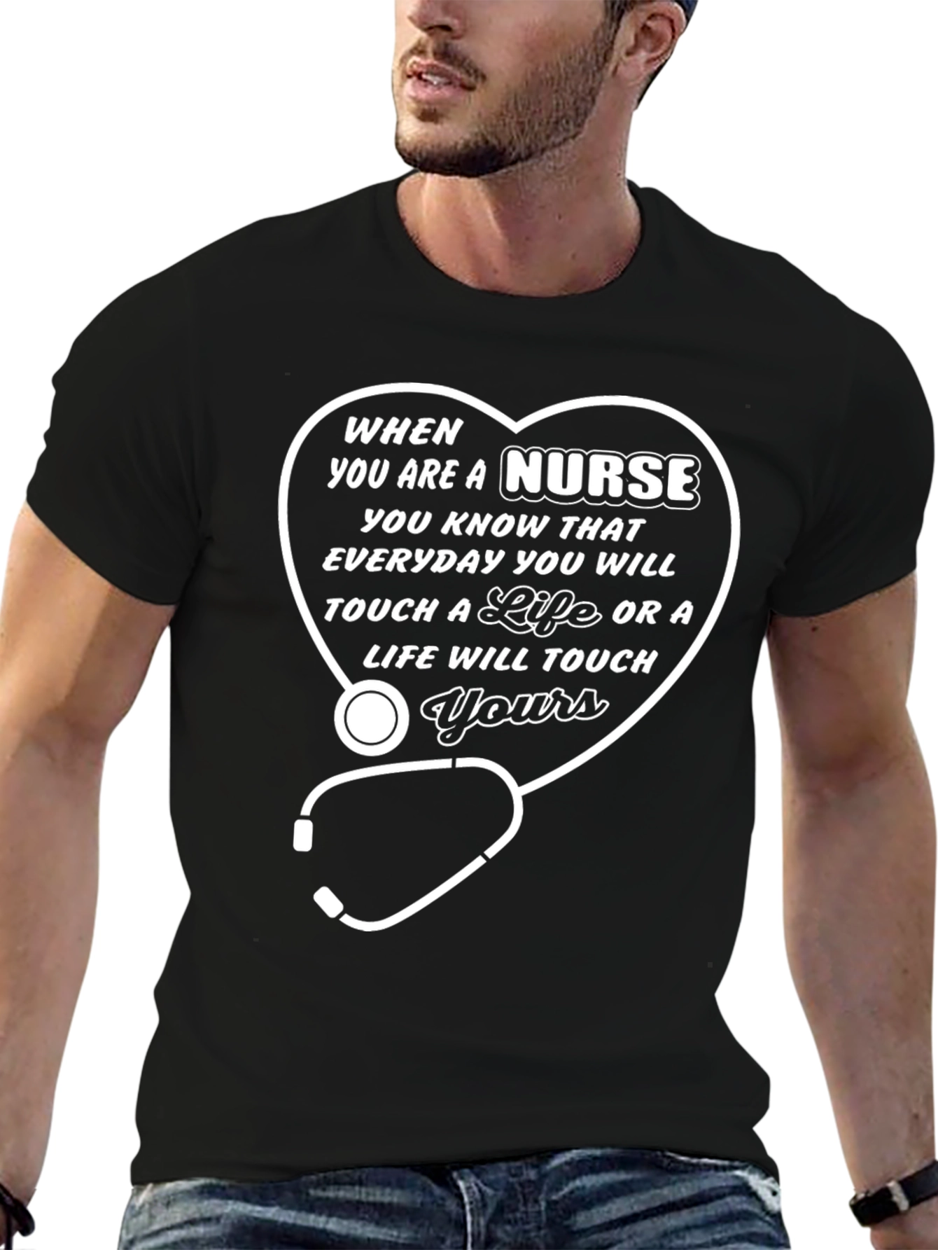 Nurse Life T-Shirt - Stethoscope Heart Design