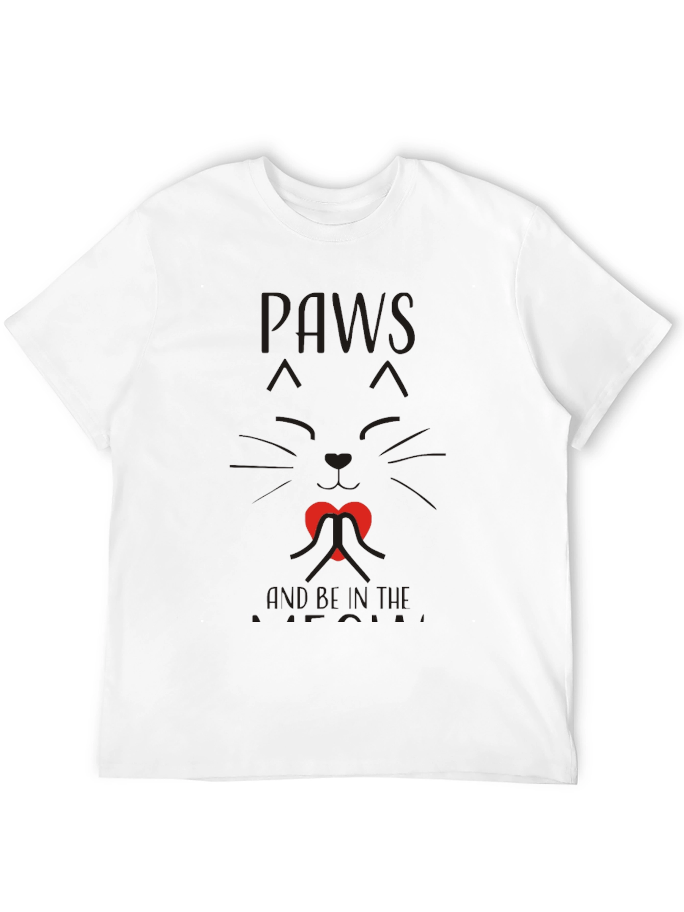 Paws and Love Cat Graphic Tee - Black