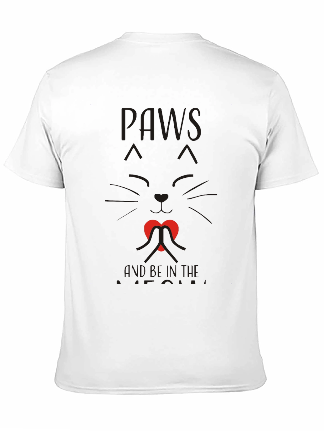 Paws and Love Cat Graphic Tee - Black