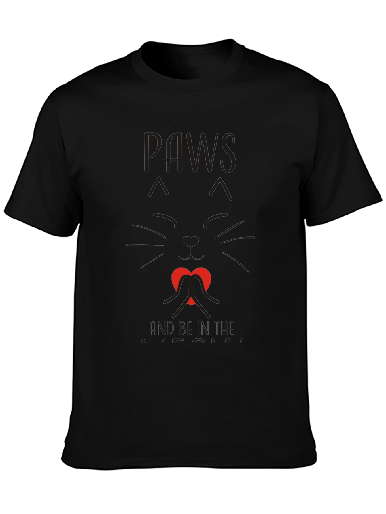 Paws and Love Cat Graphic Tee - Black
