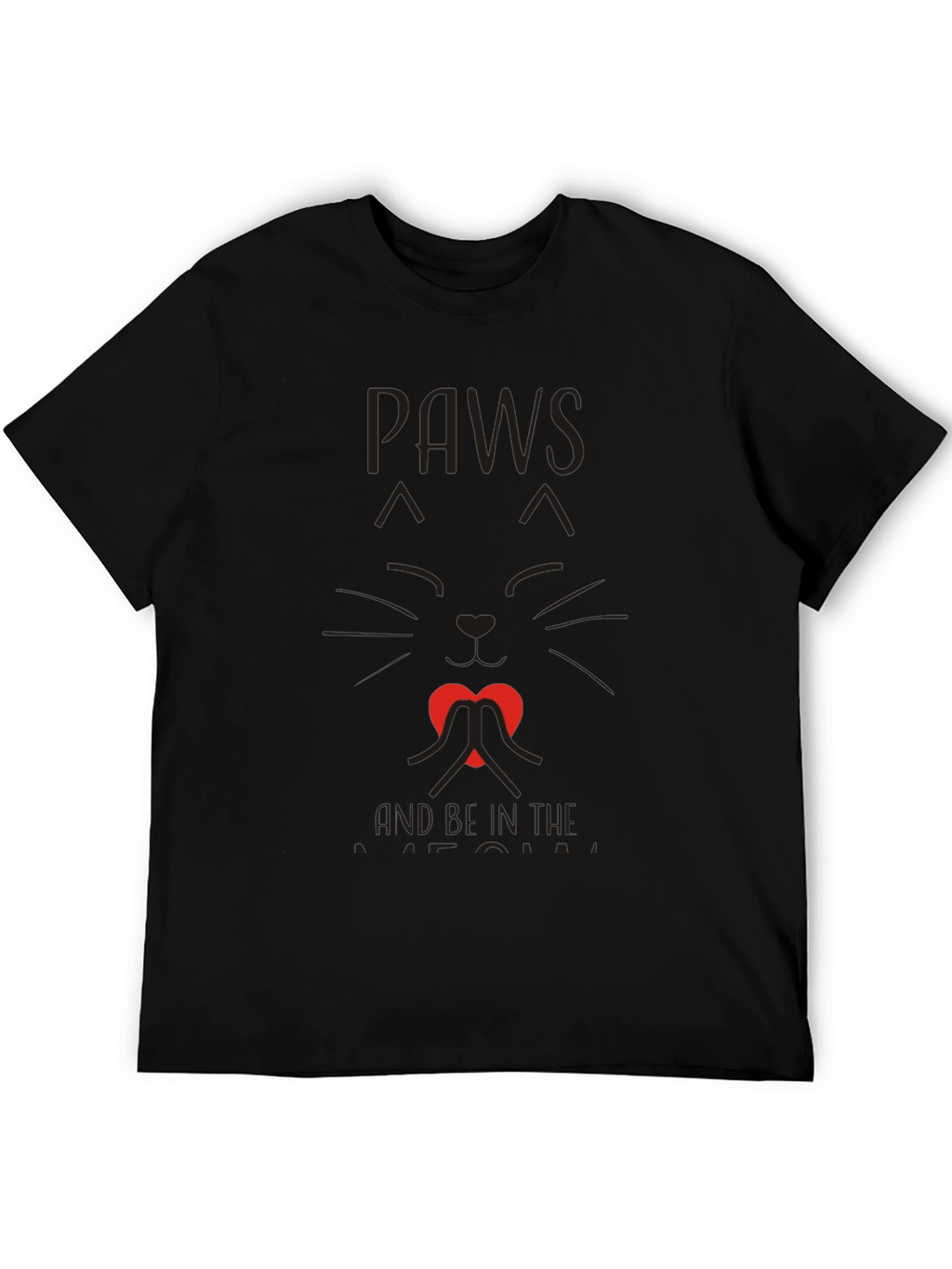 Paws and Love Cat Graphic Tee - Black