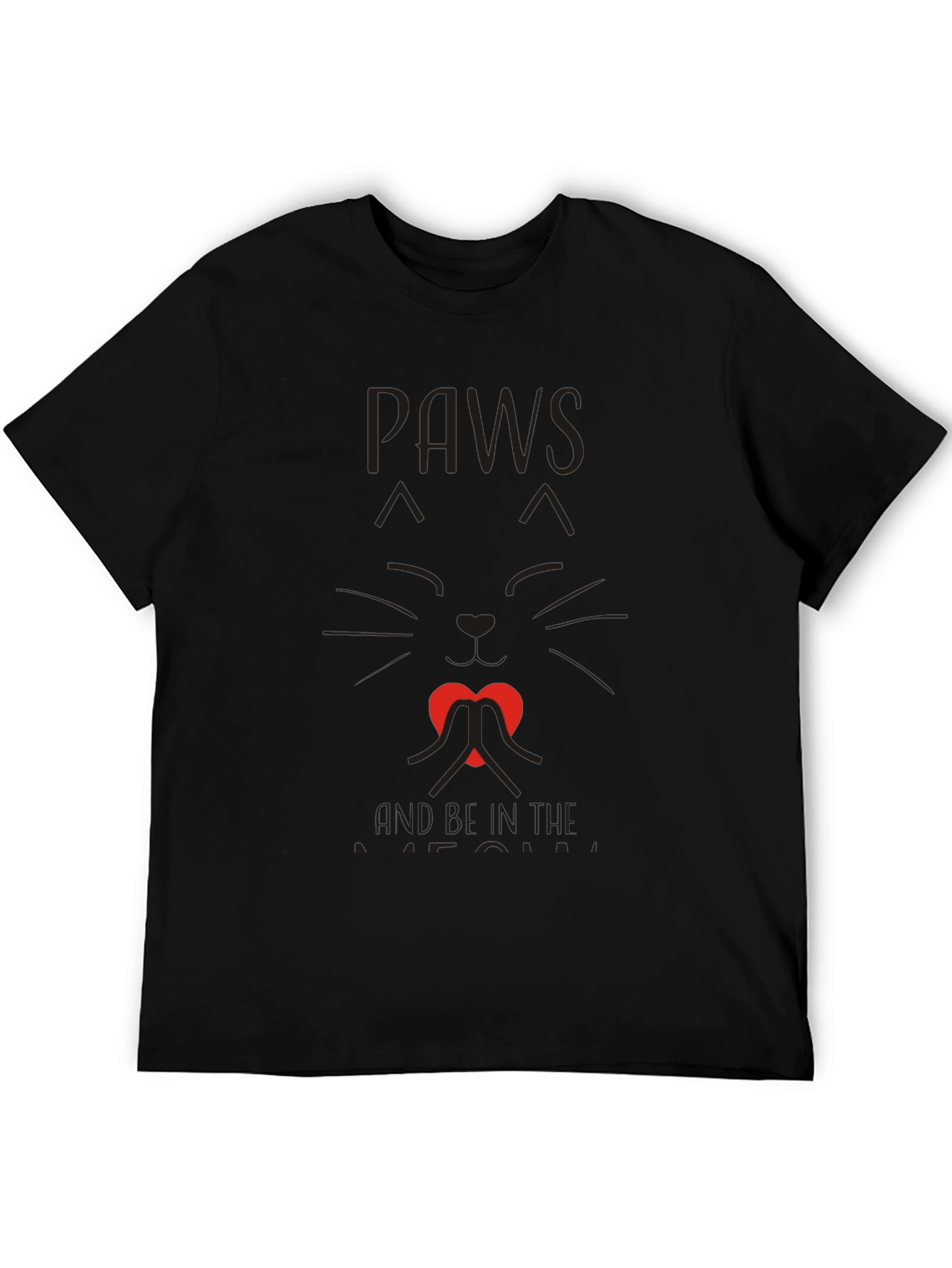 Paws and Love Cat Graphic Tee - Black