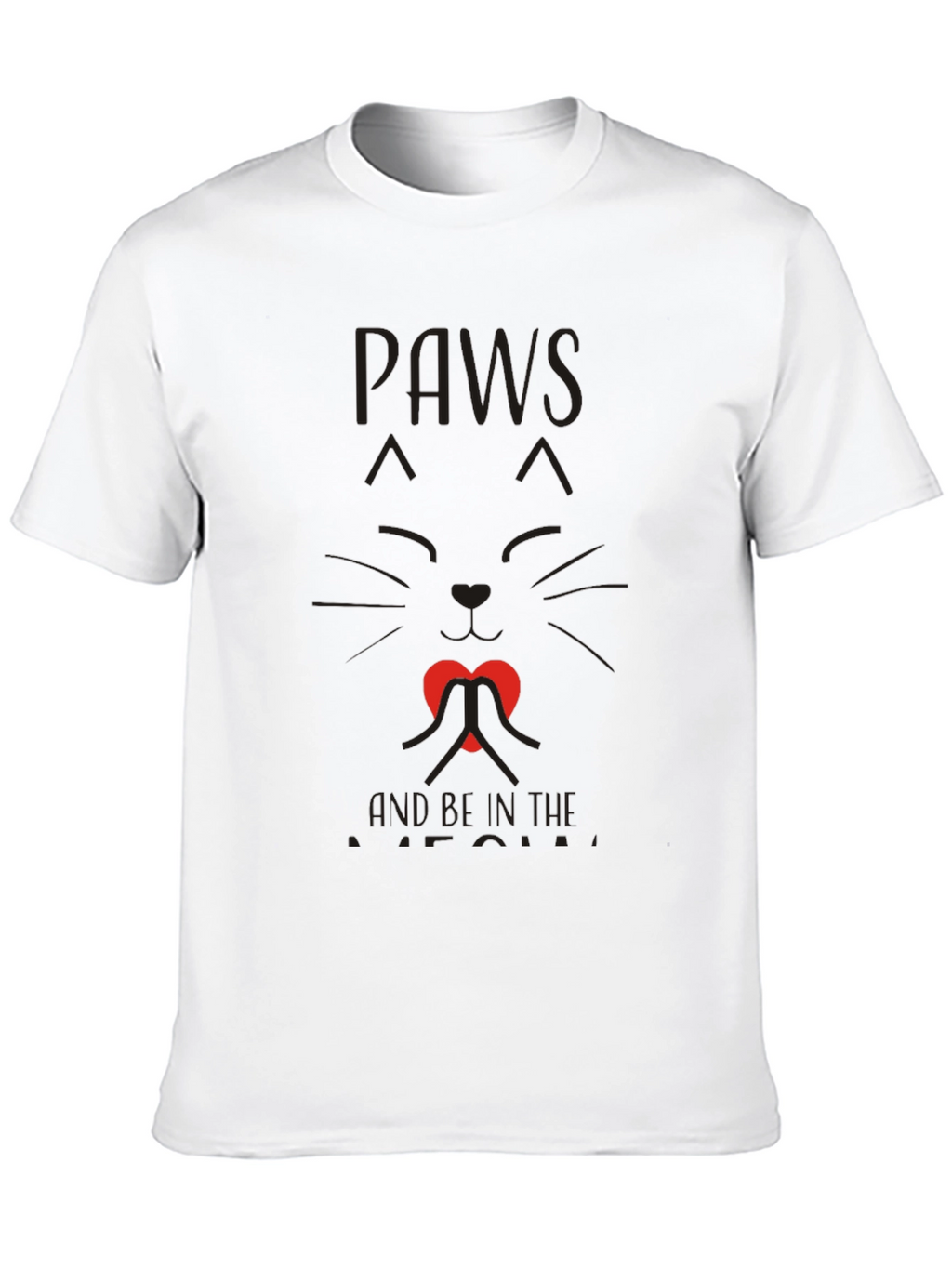Paws and Love Cat Graphic Tee - Black