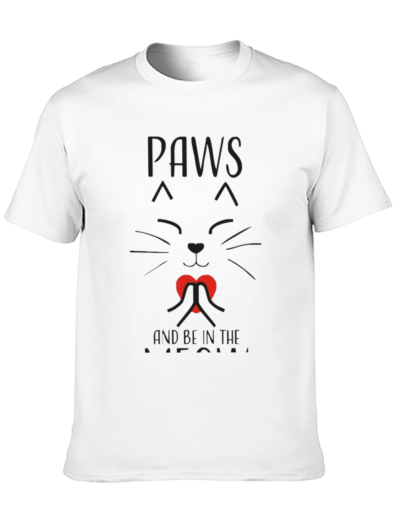 Paws and Love Cat Graphic Tee - Black