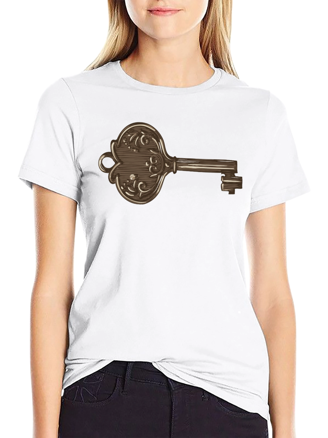 Ornate Key Graphic Print Mens T-Shirt