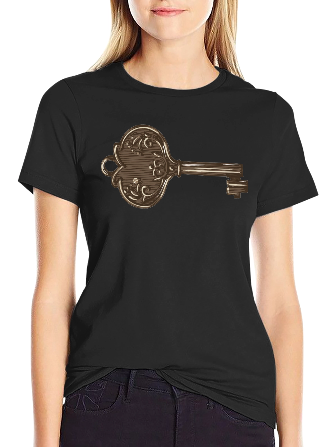 Ornate Key Graphic Print Mens T-Shirt