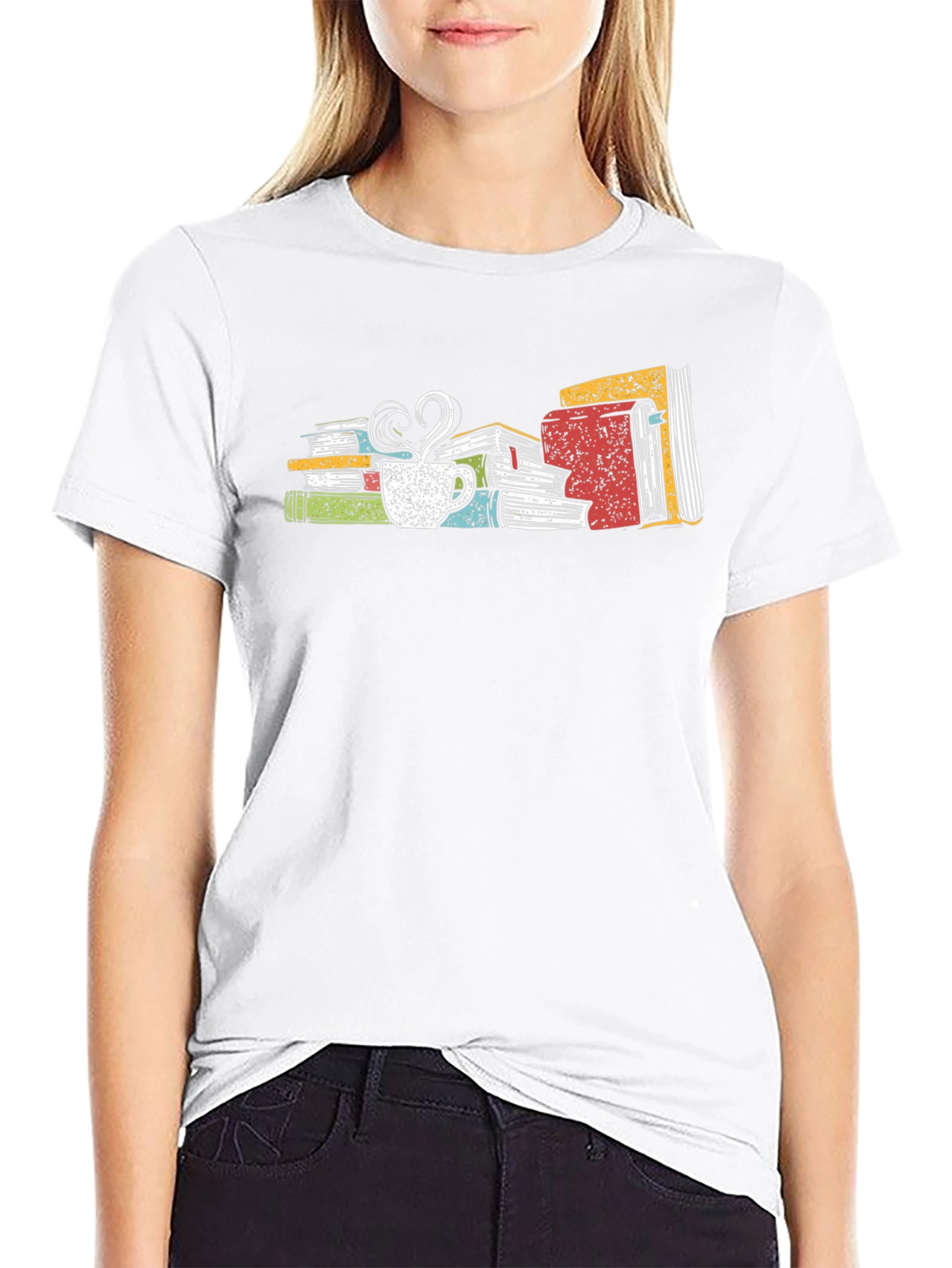 Book Lover T-Shirt: Books & Coffee Design