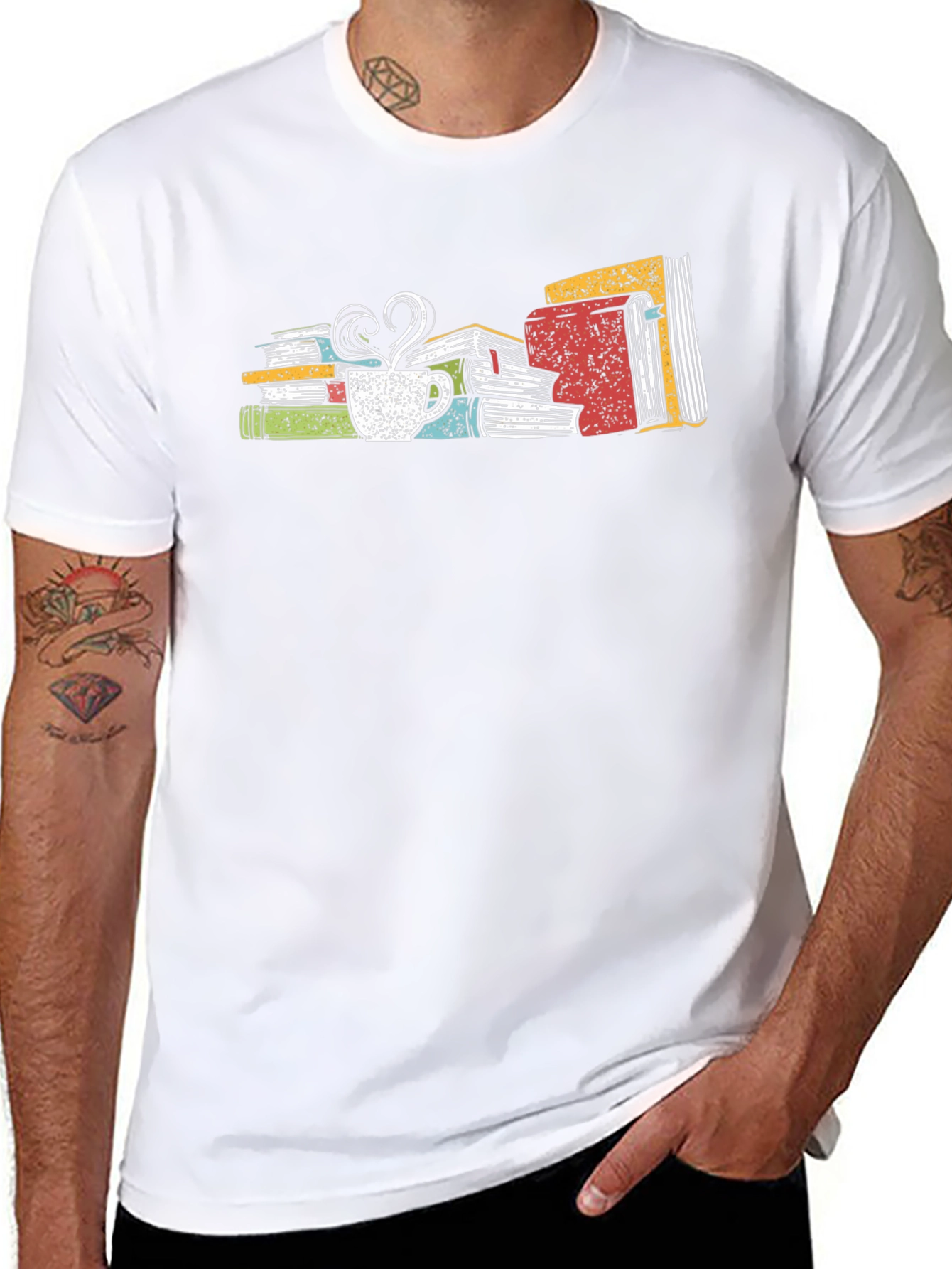 Book Lover T-Shirt: Books & Coffee Design