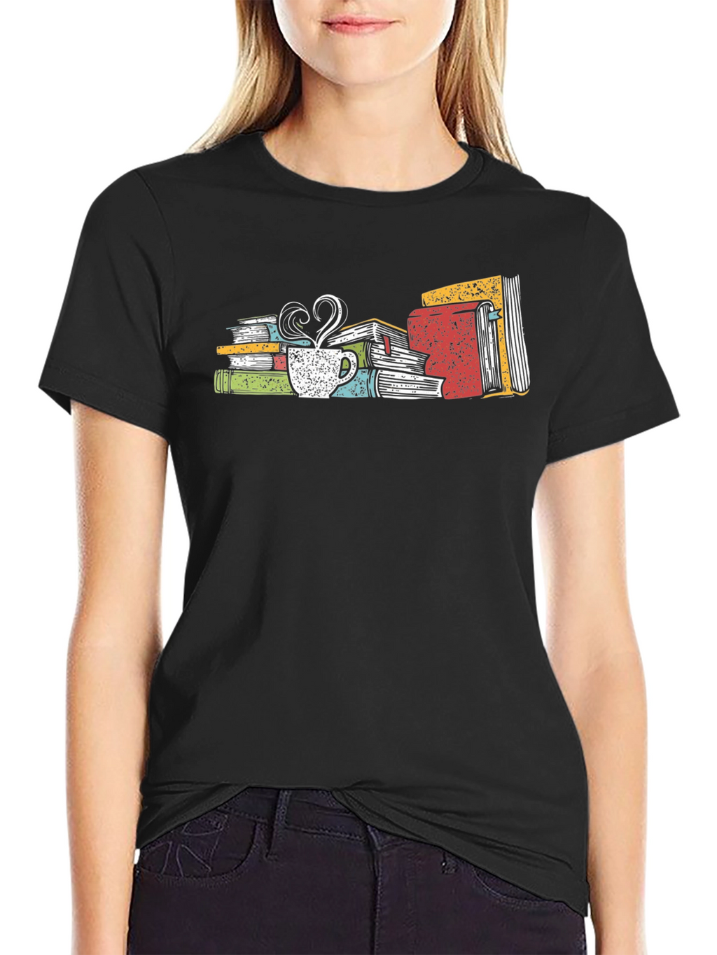 Book Lover T-Shirt: Books & Coffee Design