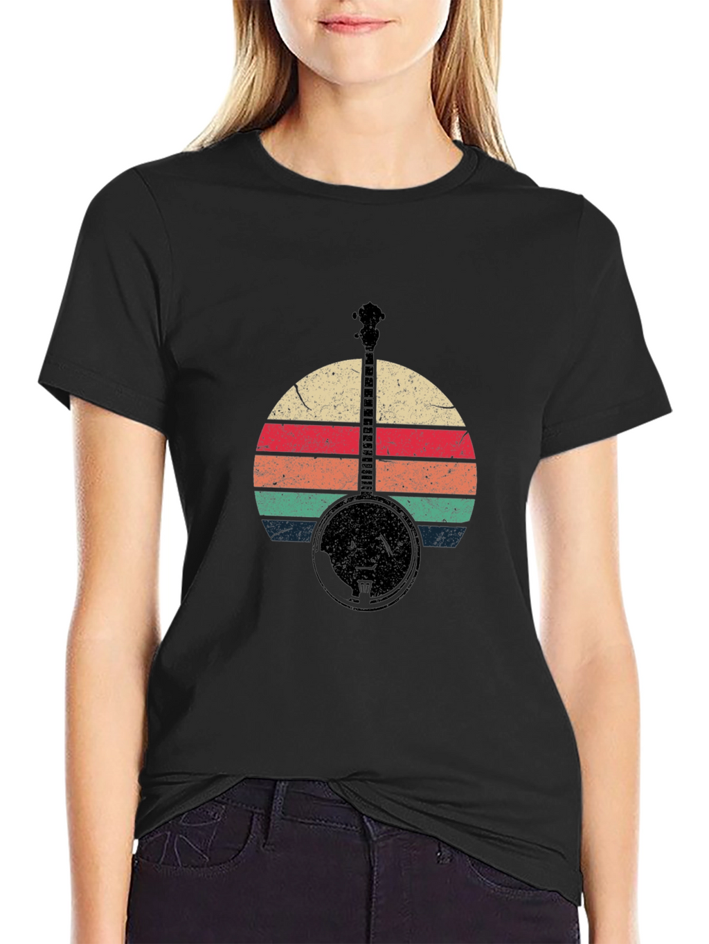 Retro Banjo Sunset Graphic T-Shirt