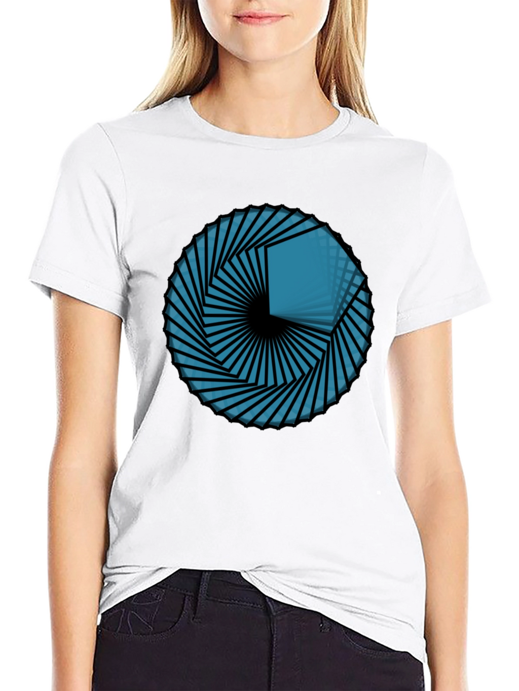Geometric Vortex Tee - Abstract Design Black T-Shirt