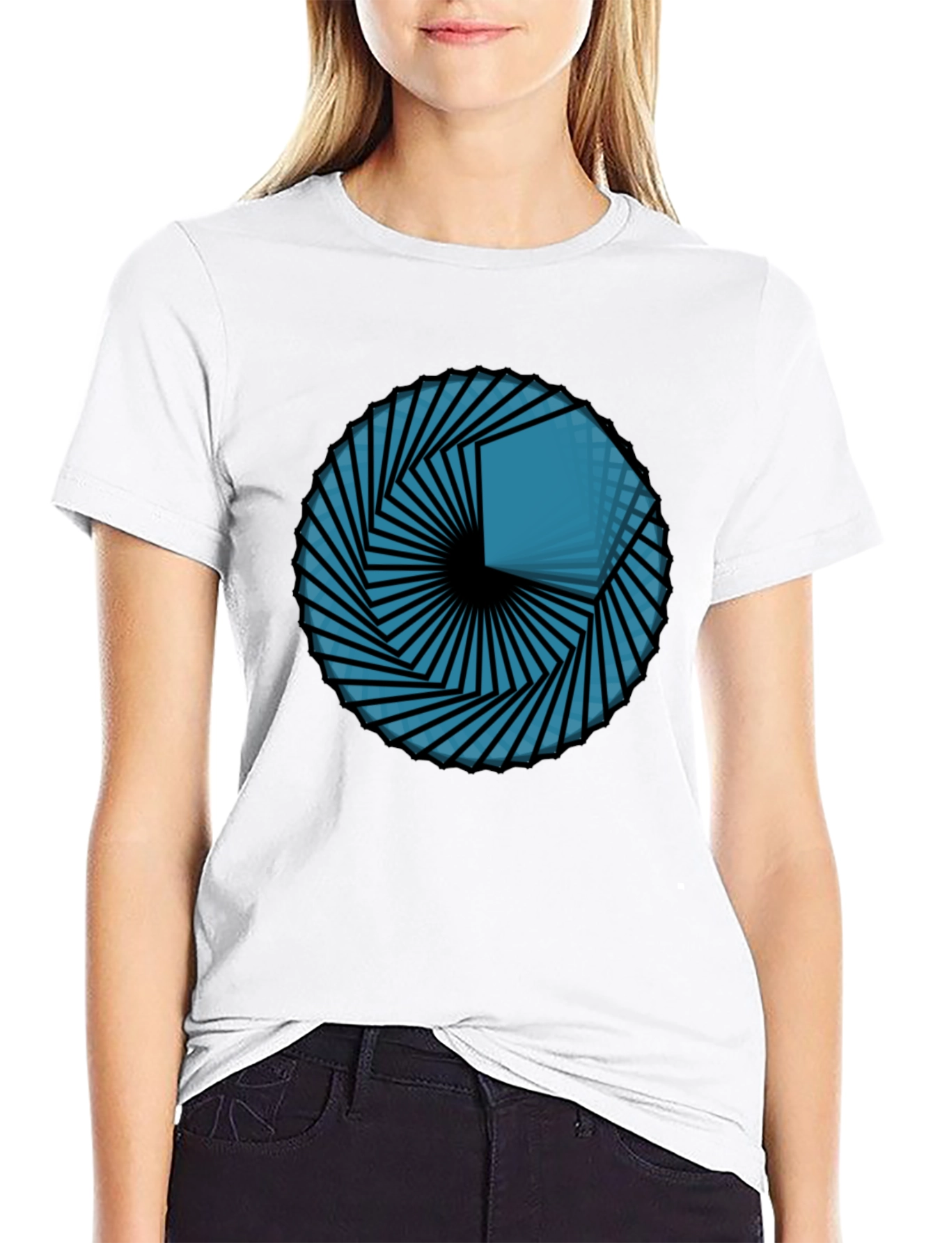 Geometric Vortex Tee - Abstract Design Black T-Shirt