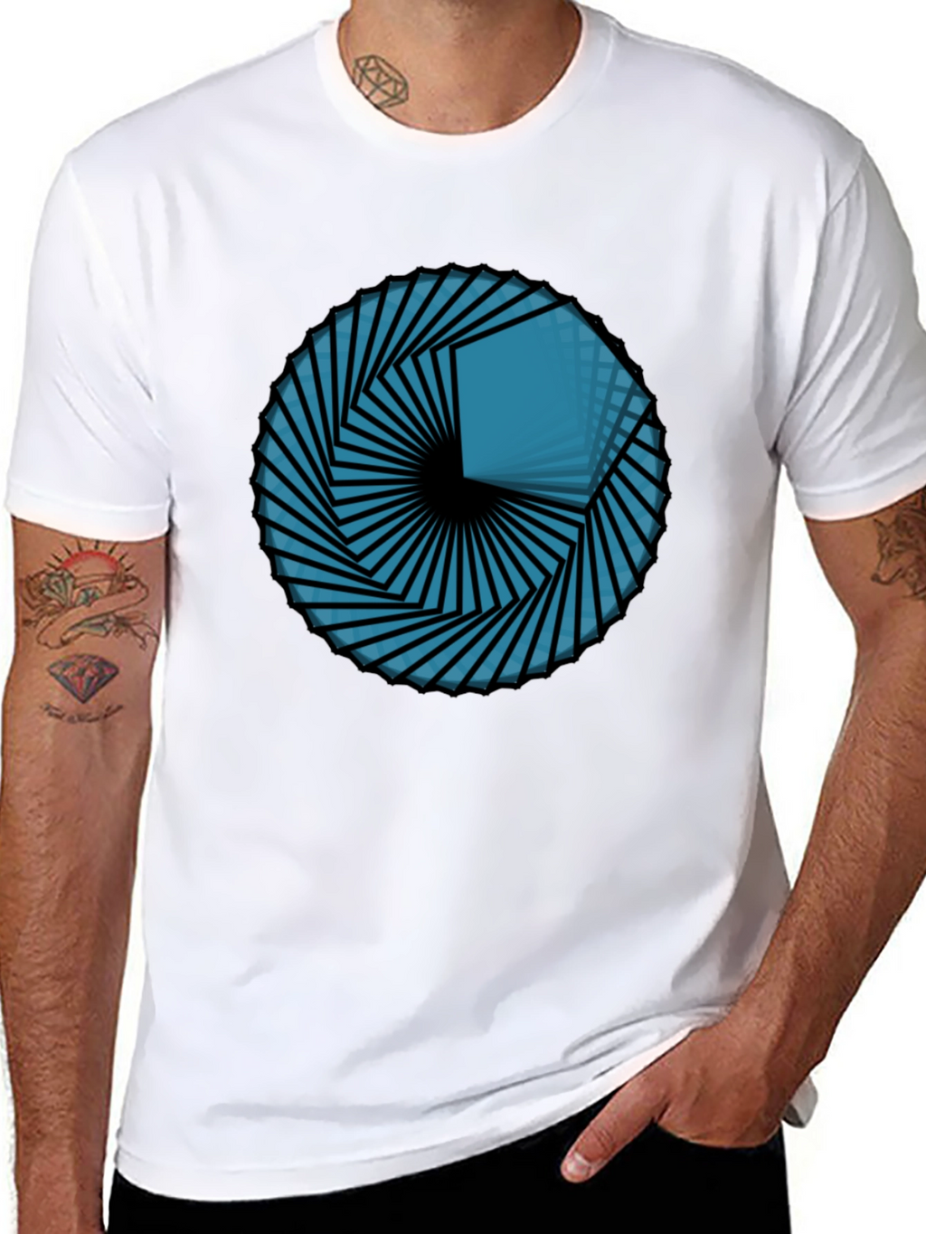 Geometric Vortex Tee - Abstract Design Black T-Shirt