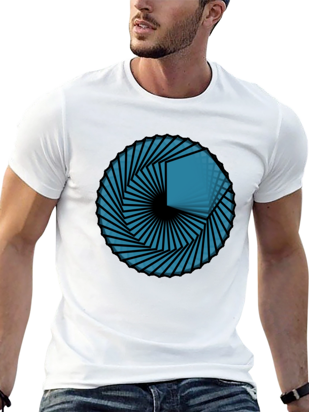 Geometric Vortex Tee - Abstract Design Black T-Shirt