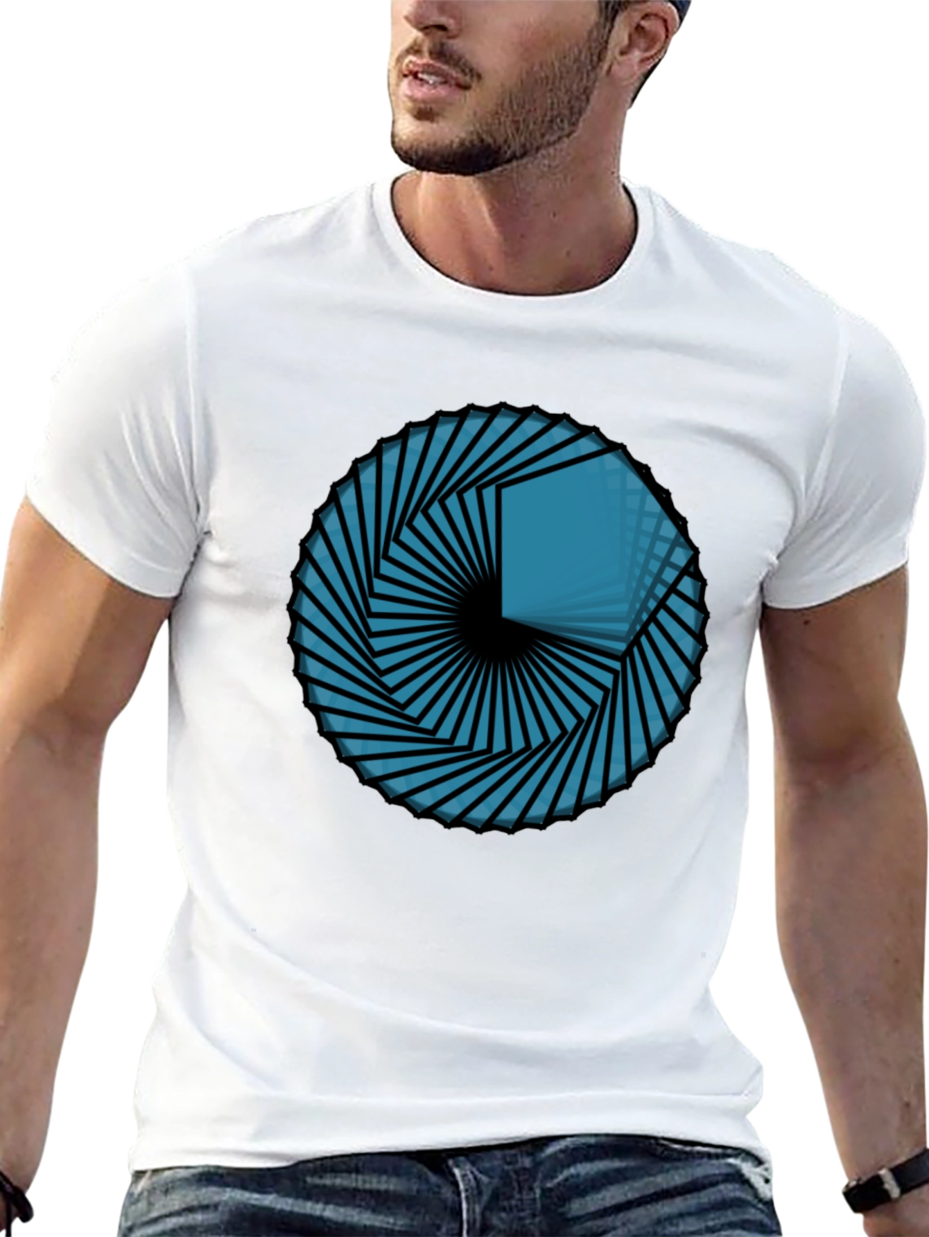 Geometric Vortex Tee - Abstract Design Black T-Shirt