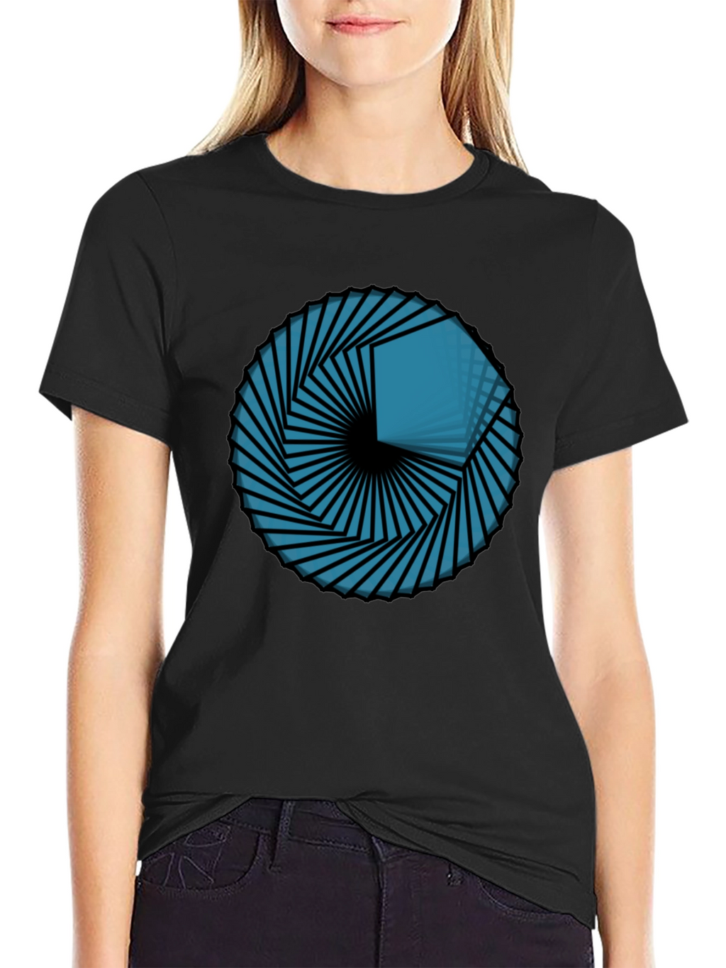 Geometric Vortex Tee - Abstract Design Black T-Shirt