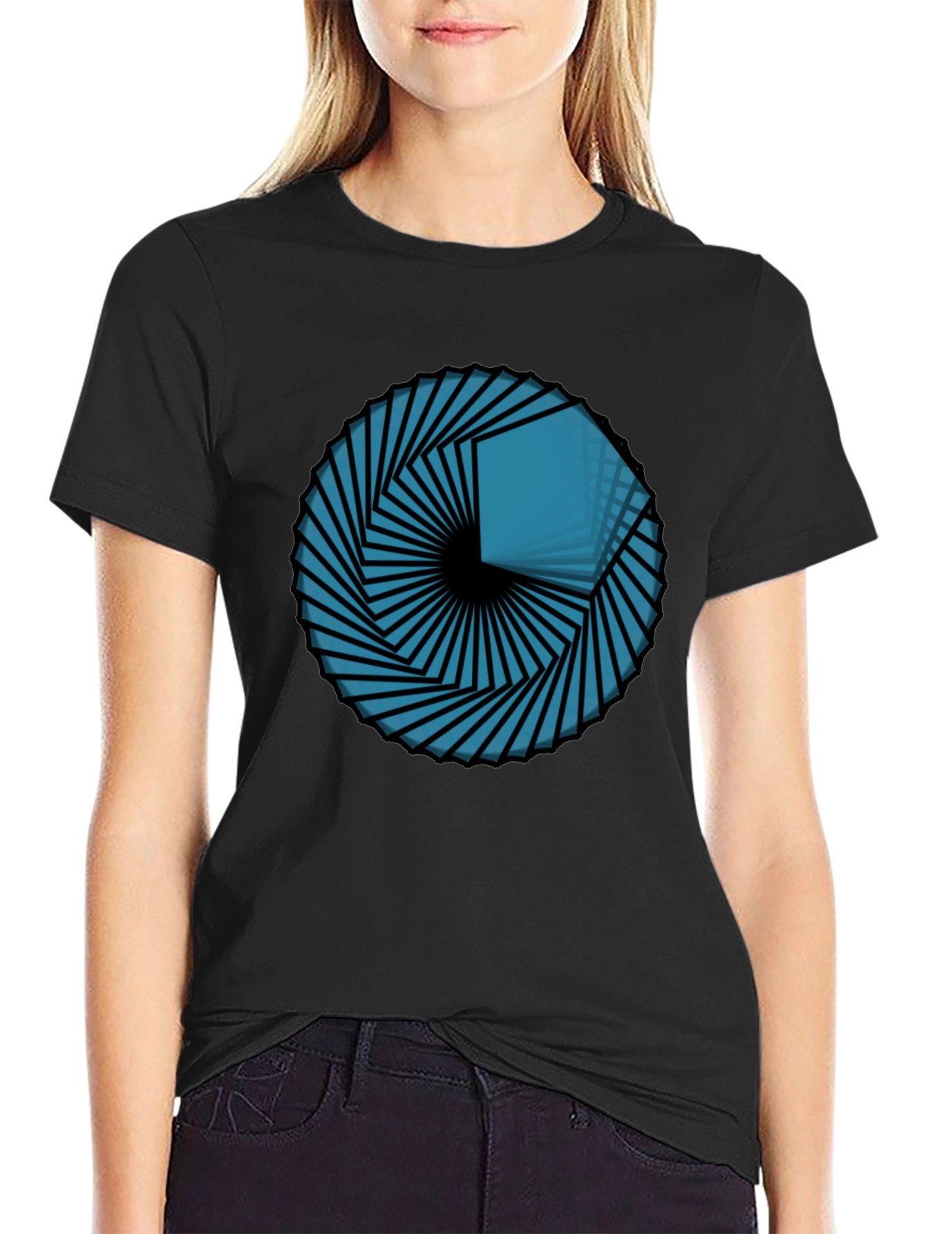 Geometric Vortex Tee - Abstract Design Black T-Shirt