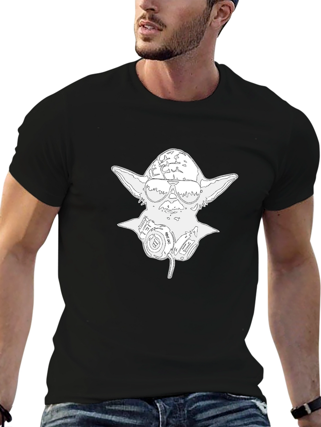 Yoda Gas Mask Graphic Tee - Black