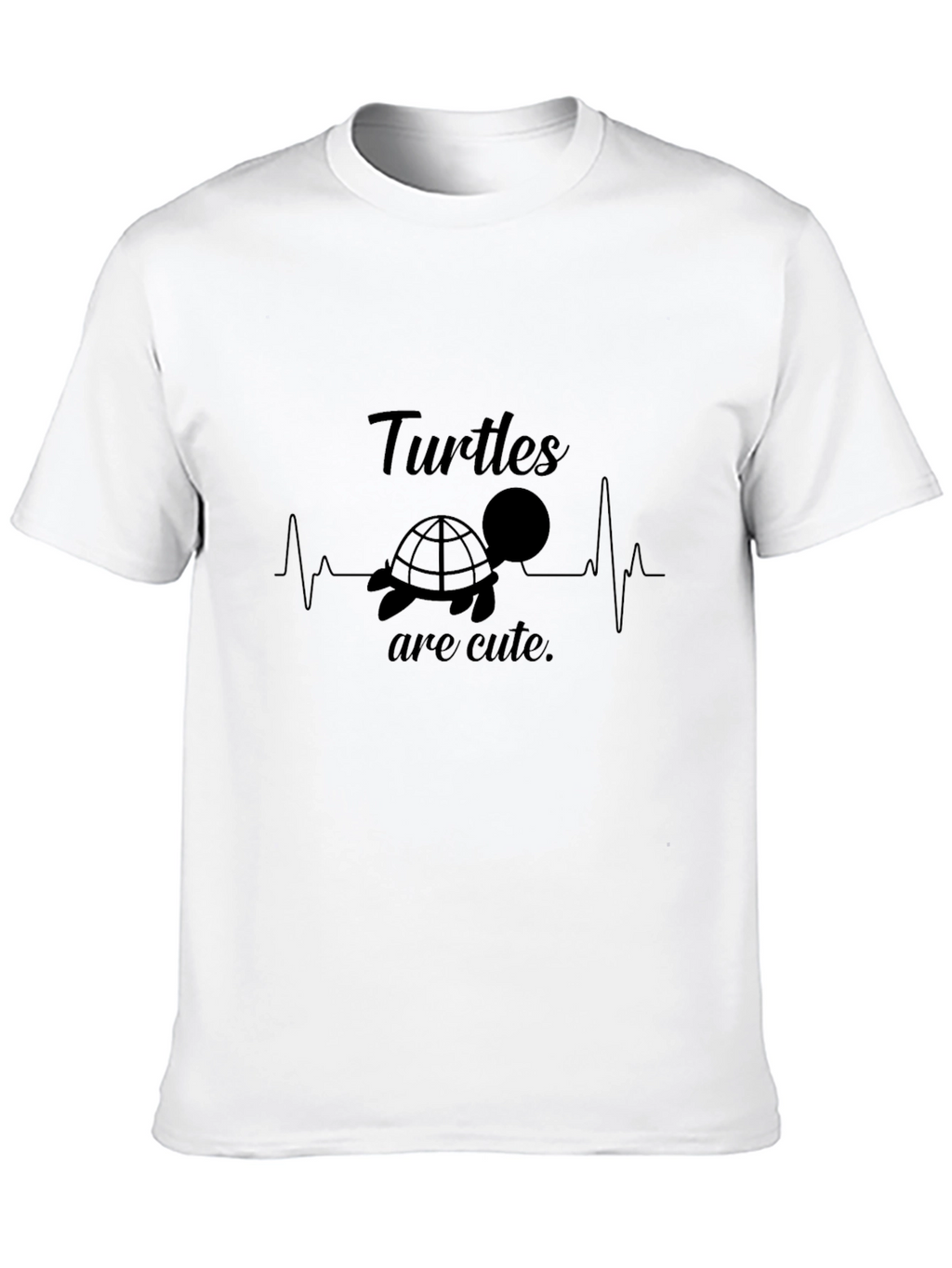 Turtles Are Cute T-Shirt - Heartbeat Design Black