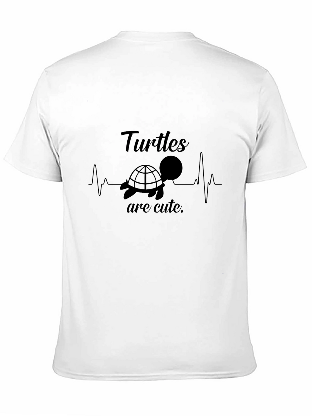 Turtles Are Cute T-Shirt - Heartbeat Design Black