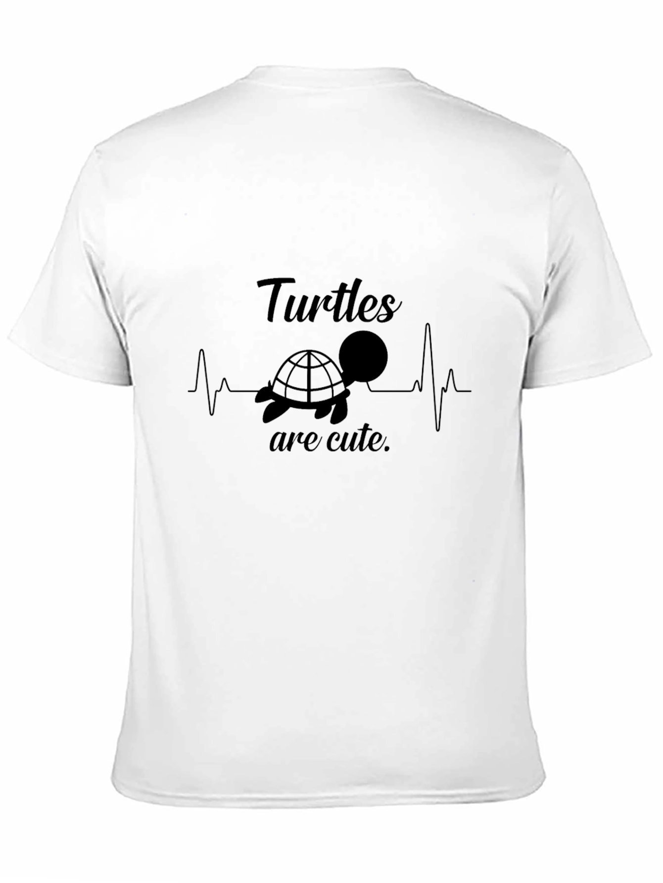 Turtles Are Cute T-Shirt - Heartbeat Design Black