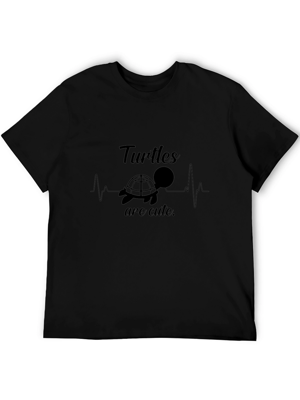 Turtles Are Cute T-Shirt - Heartbeat Design Black