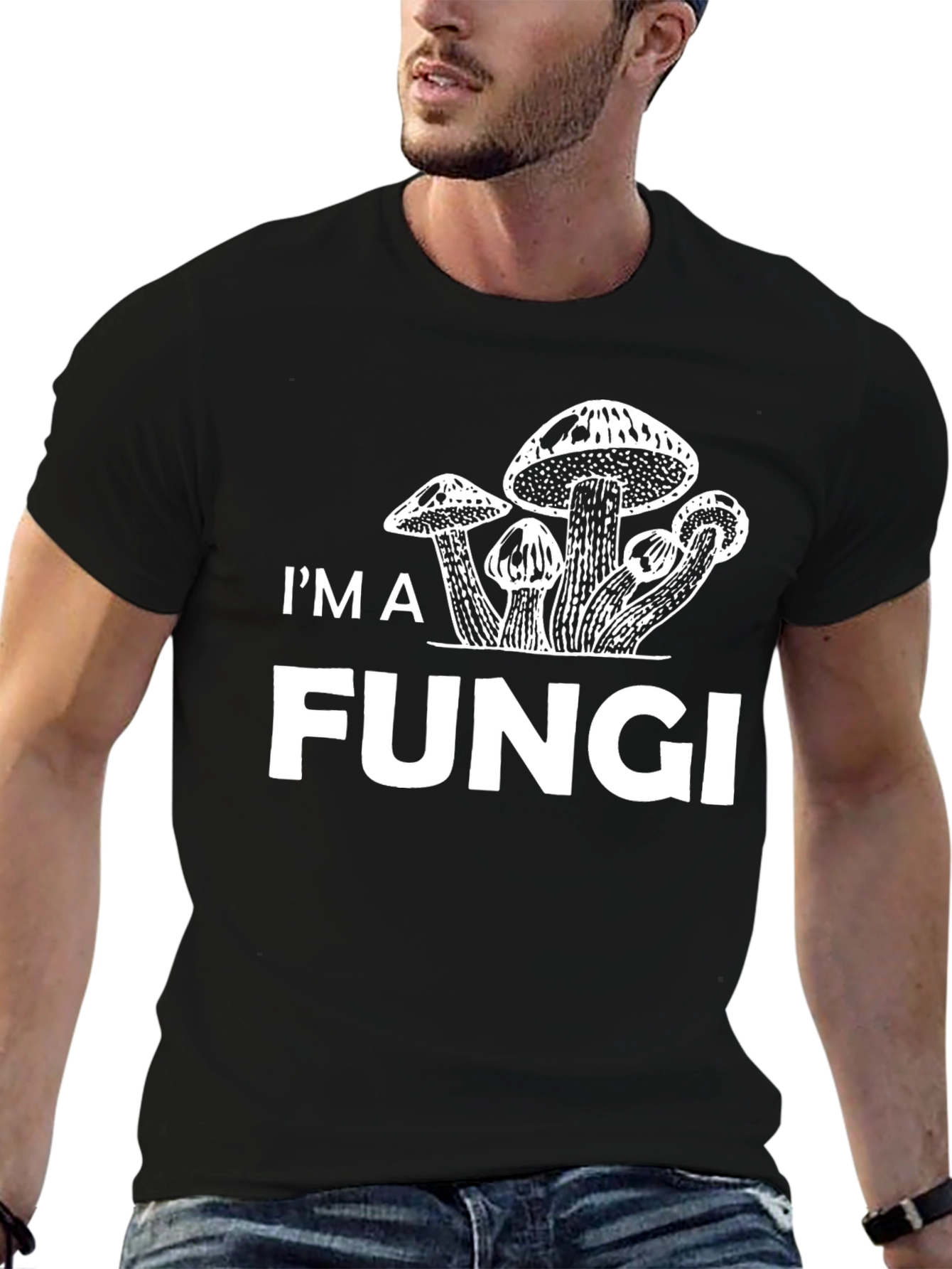 Im A Fungi Graphic Tee - Black Mushroom Humor T-Shirt