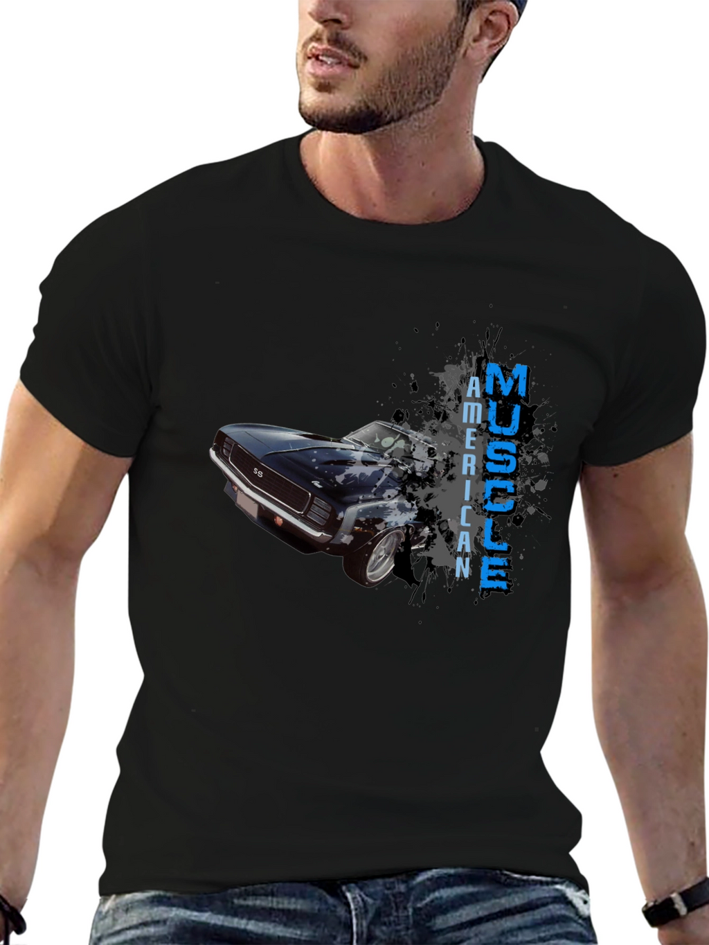 American Muscle Car Graphic T-Shirt - Black