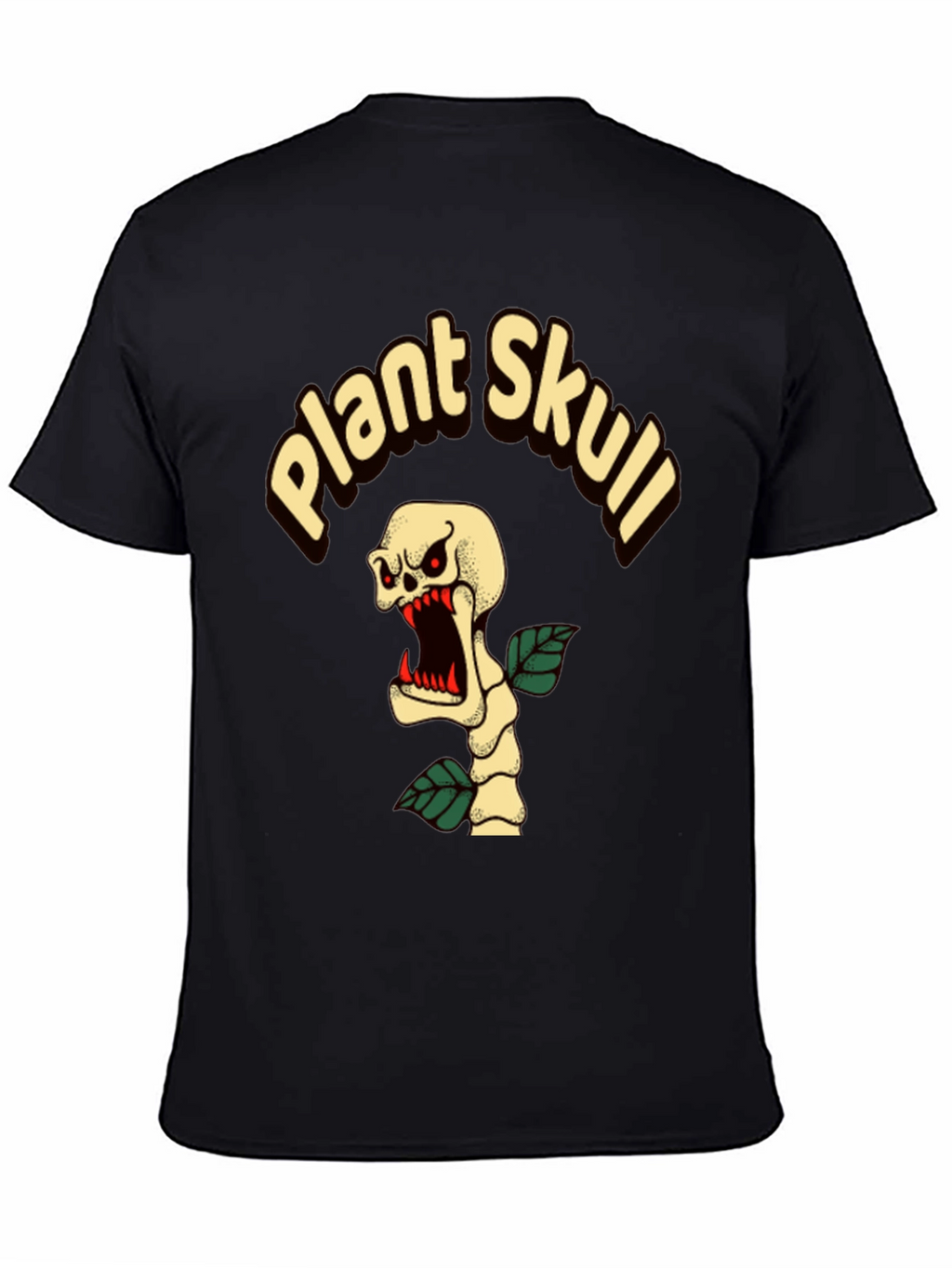 Plant Skull Graphic T-Shirt - Black Cotton Tee