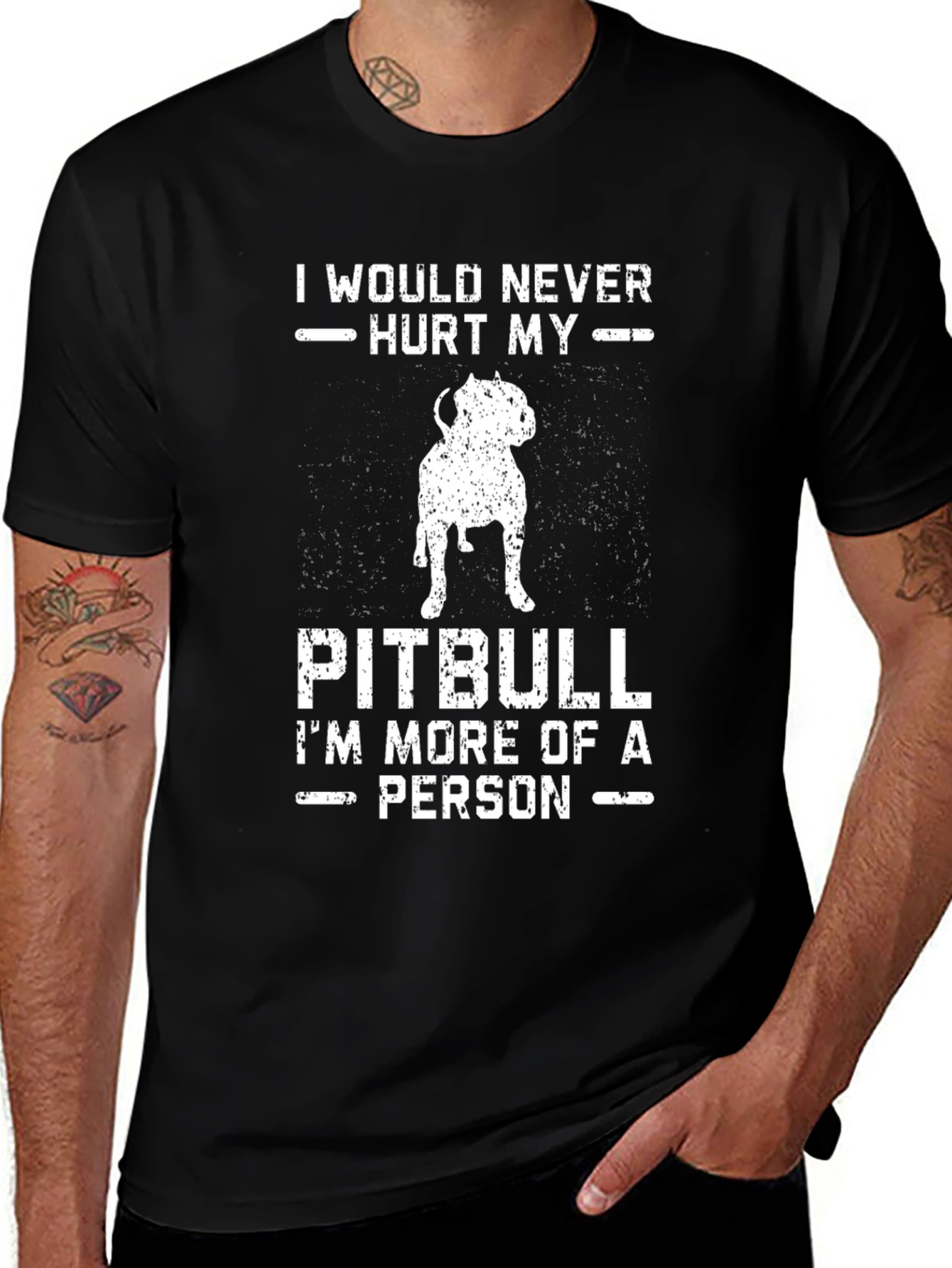 Pitbull Lover Graphic Tee - I Would Never Hurt My Pitbull T-Shirt