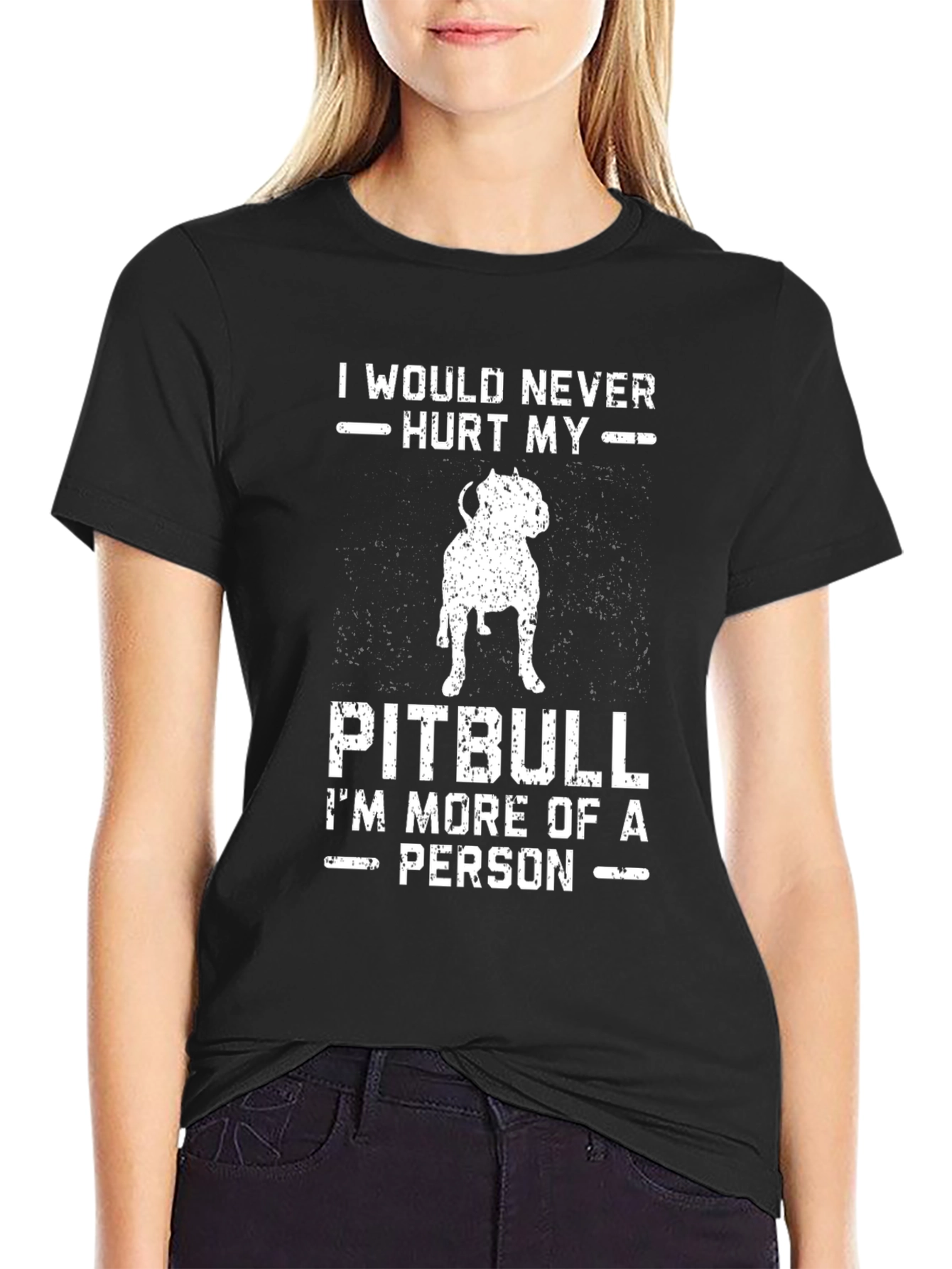 Pitbull Lover Graphic Tee - I Would Never Hurt My Pitbull T-Shirt