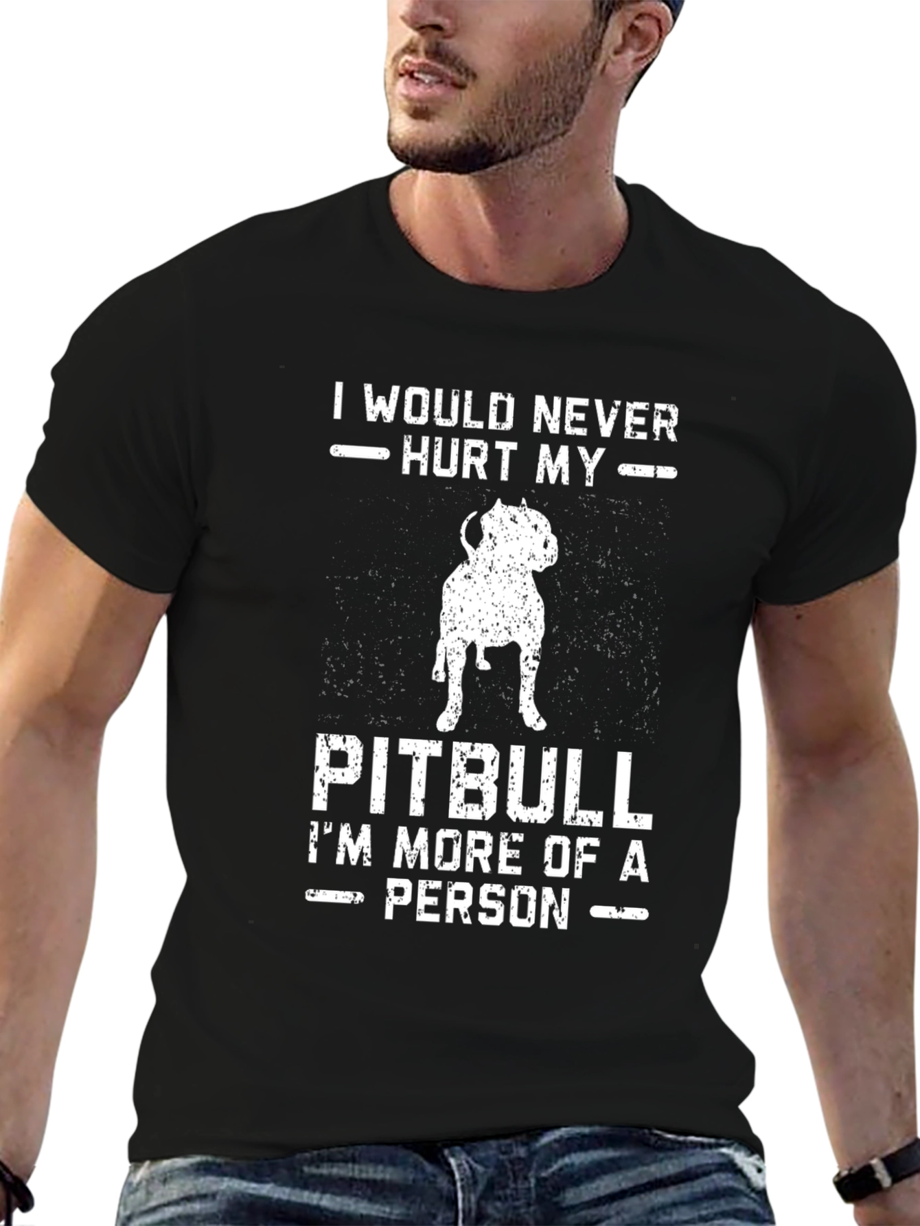 Pitbull Lover Graphic Tee - I Would Never Hurt My Pitbull T-Shirt