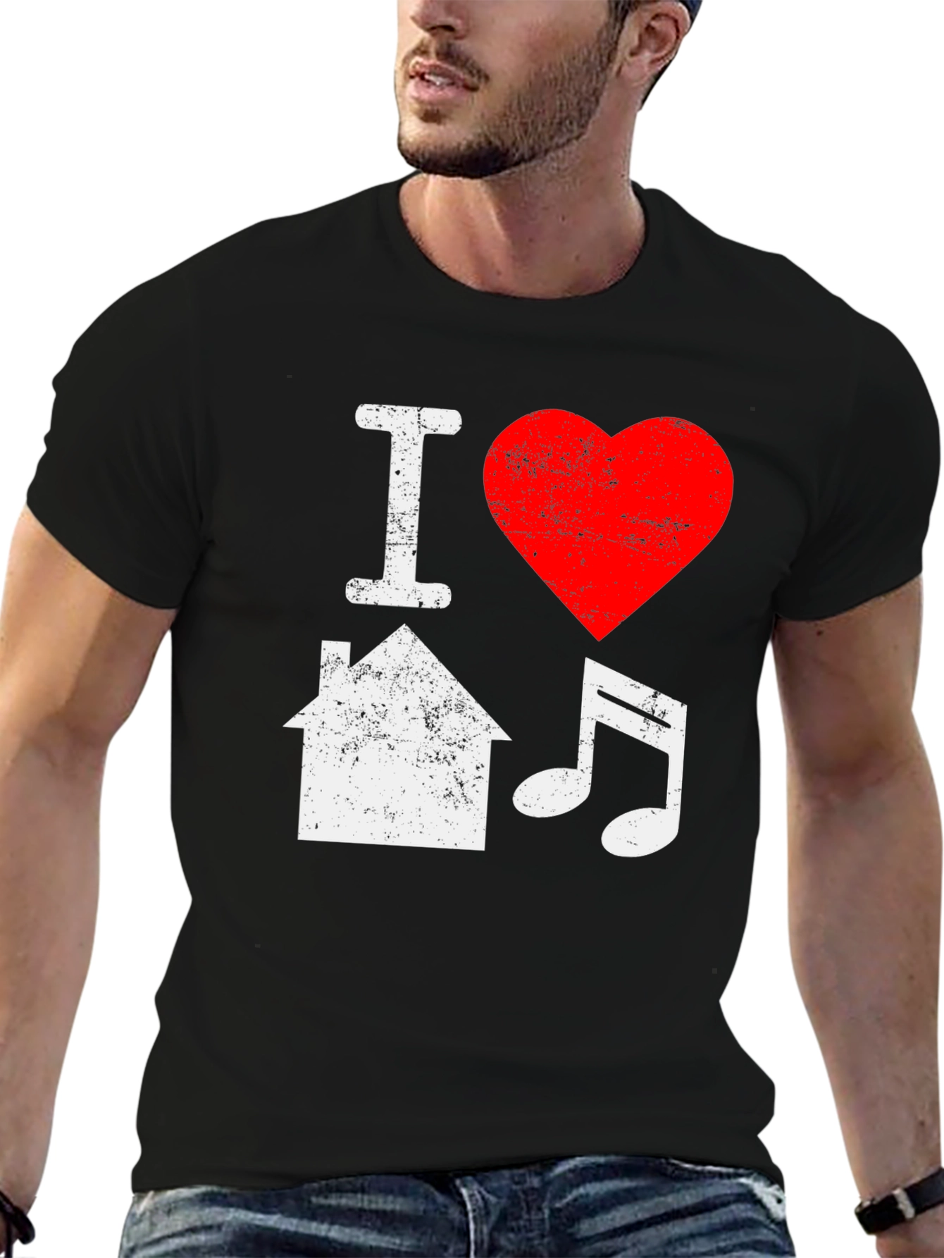 I Love House Music Black T-Shirt
