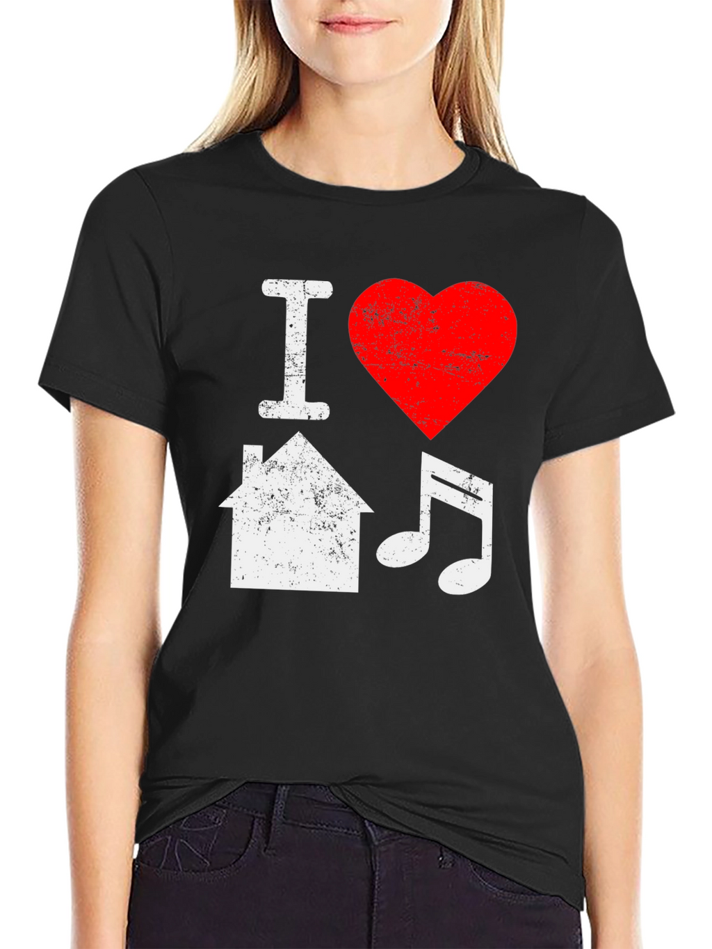 I Love House Music Black T-Shirt