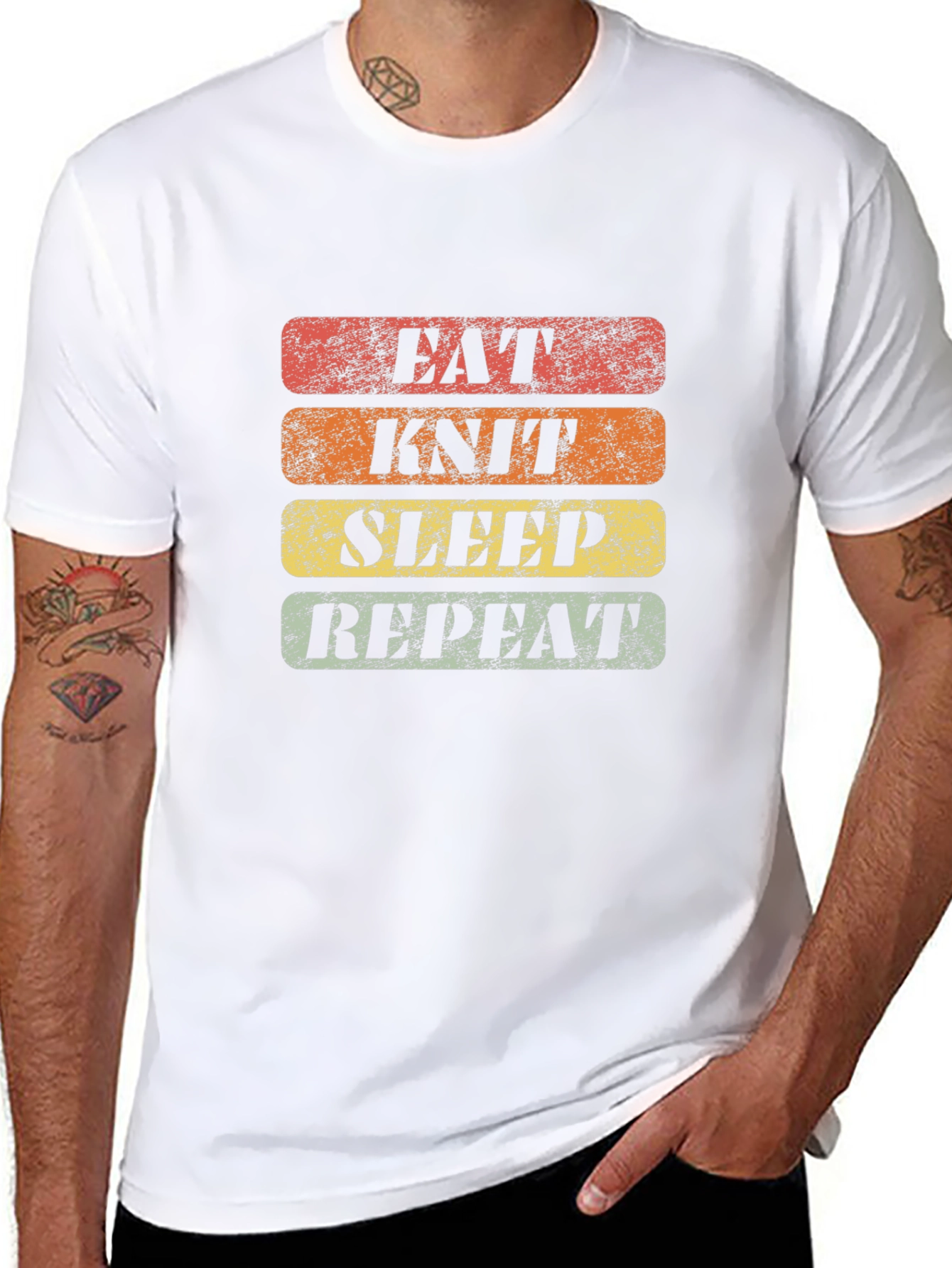 Eat Knit Sleep Repeat Graphic Tee