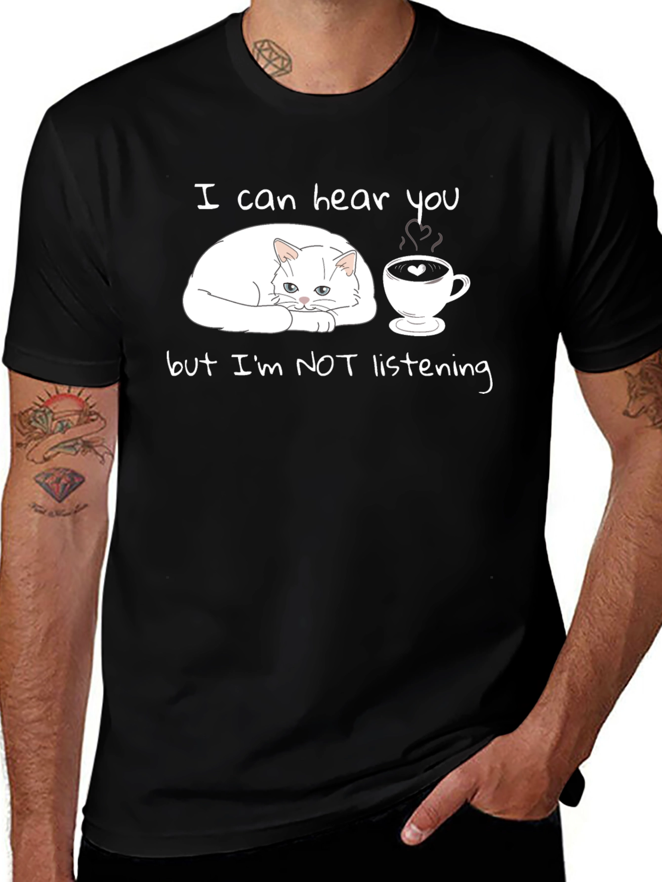 Cat & Coffee T-Shirt: I Can Hear You But Im NOT Listening