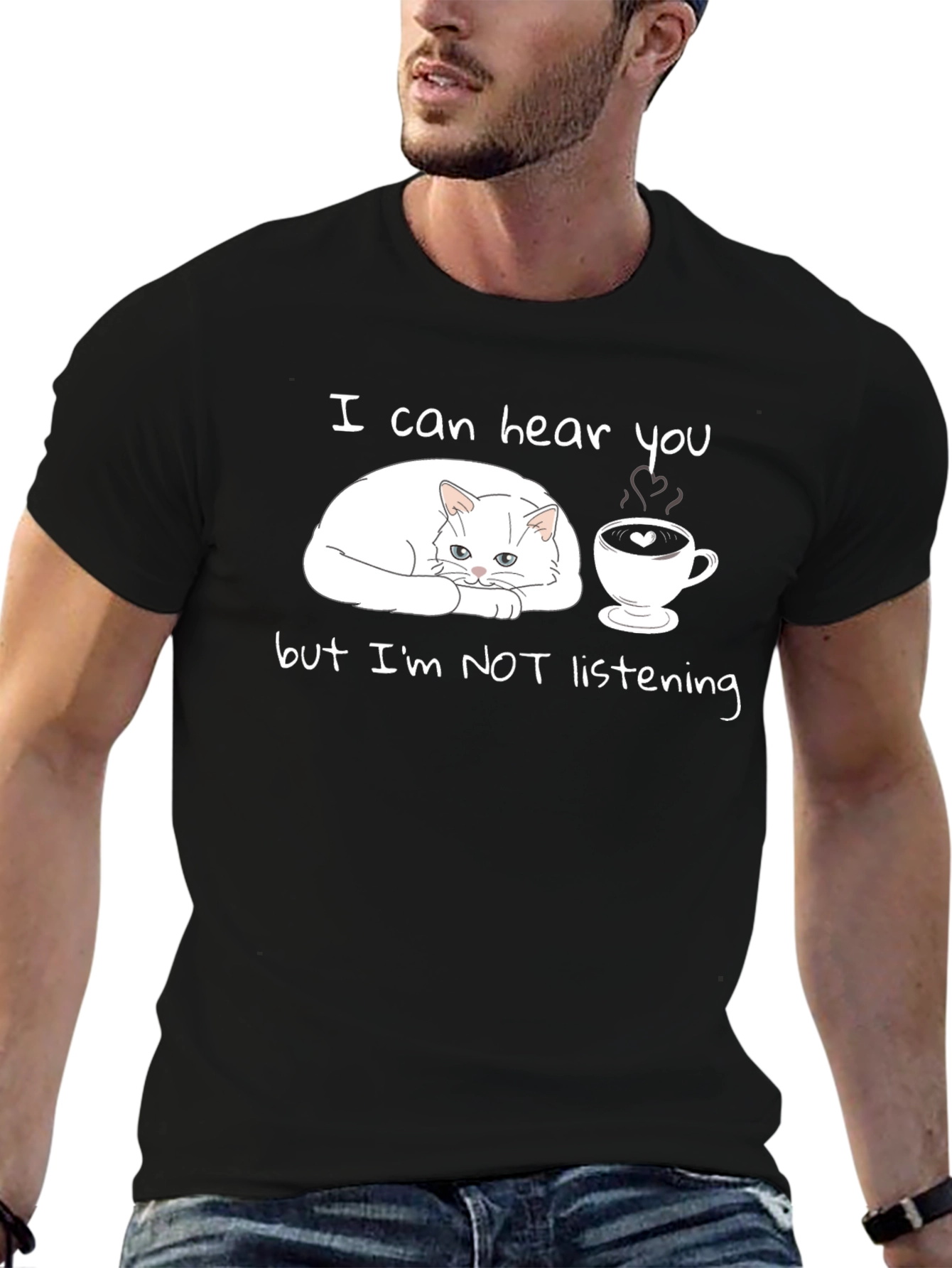 Cat & Coffee T-Shirt: I Can Hear You But Im NOT Listening
