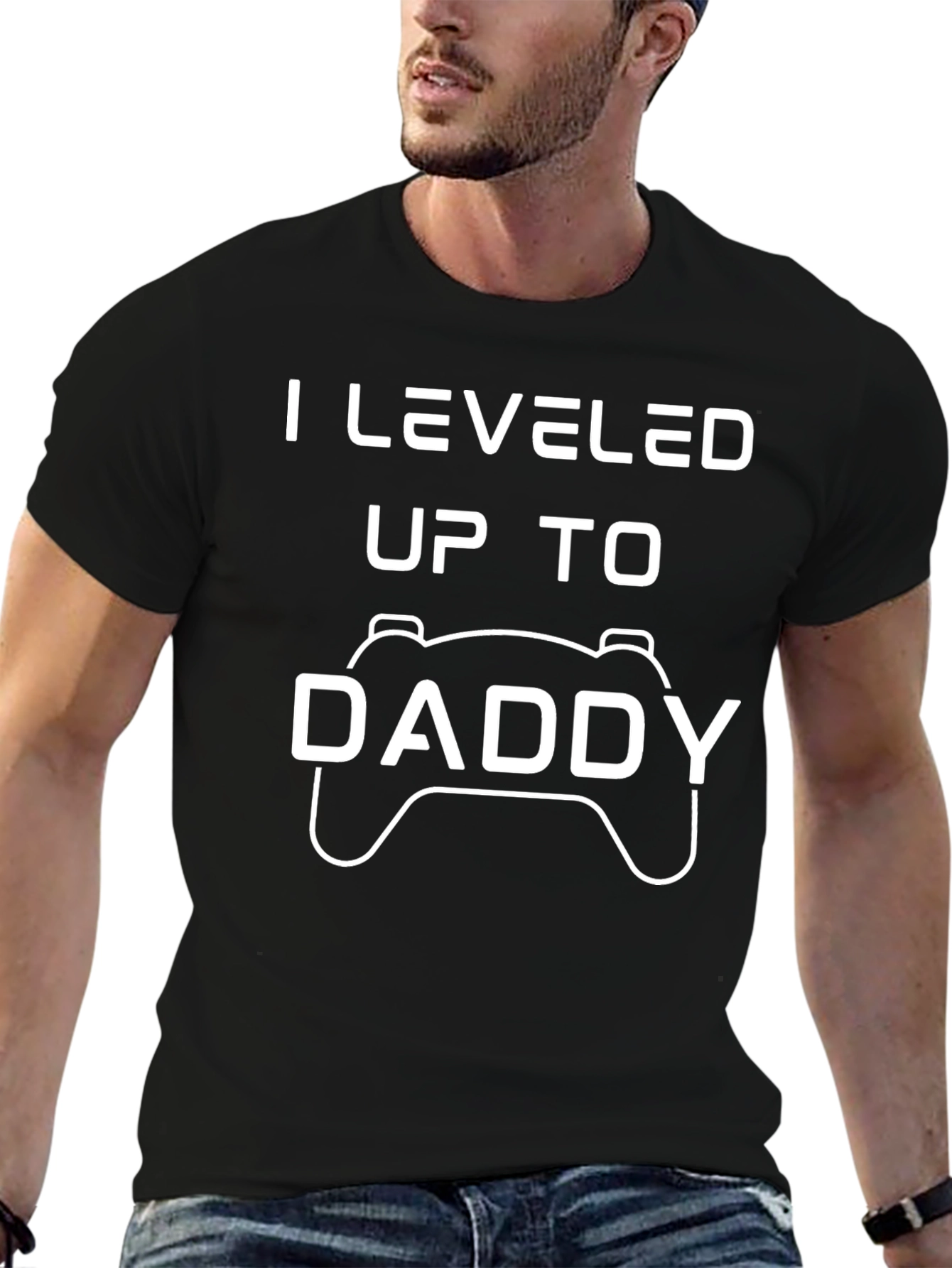 Leveled Up to Daddy T-Shirt | Gamer Dad Tee