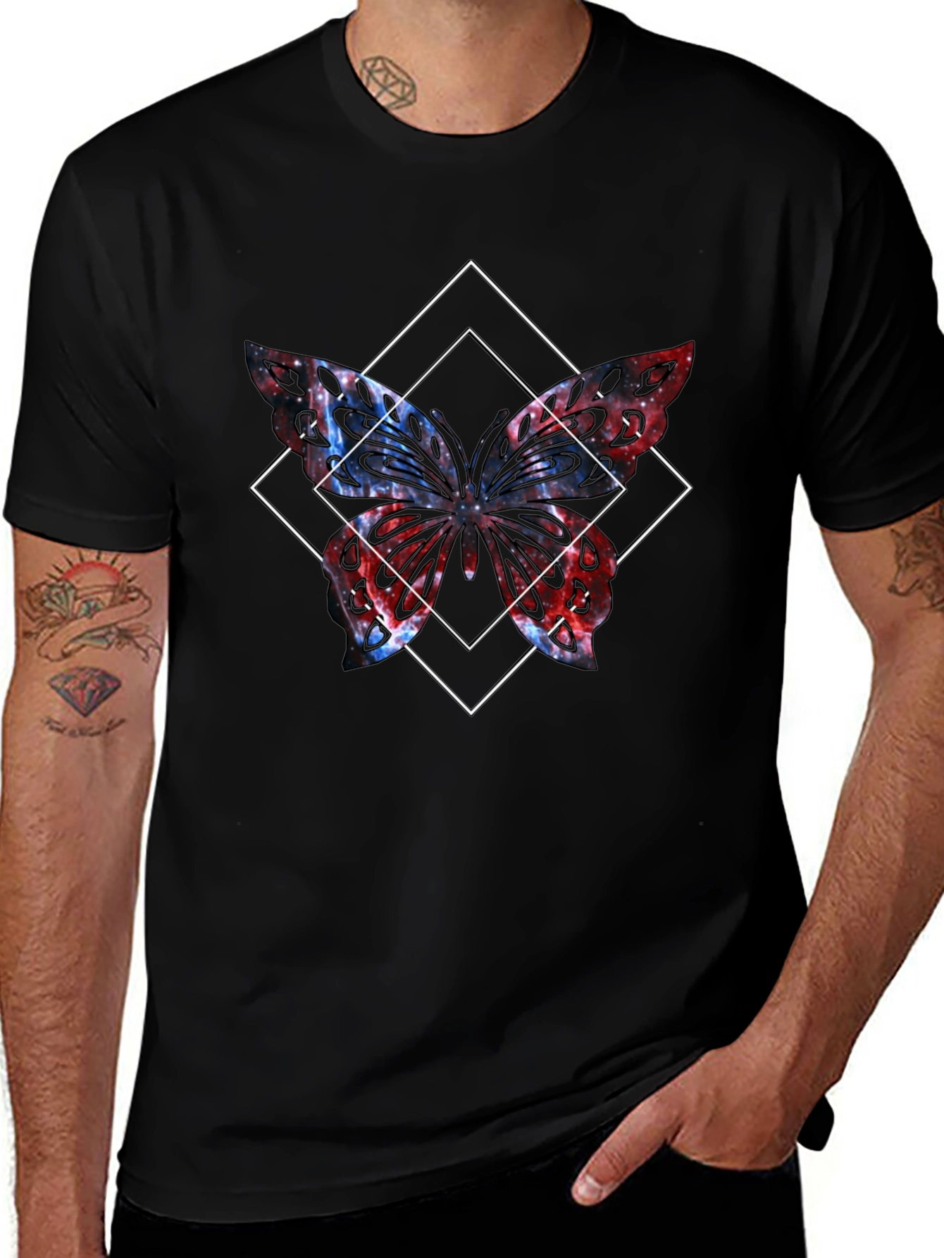 Butterfly Graphic Tee - Mens Black T-Shirt