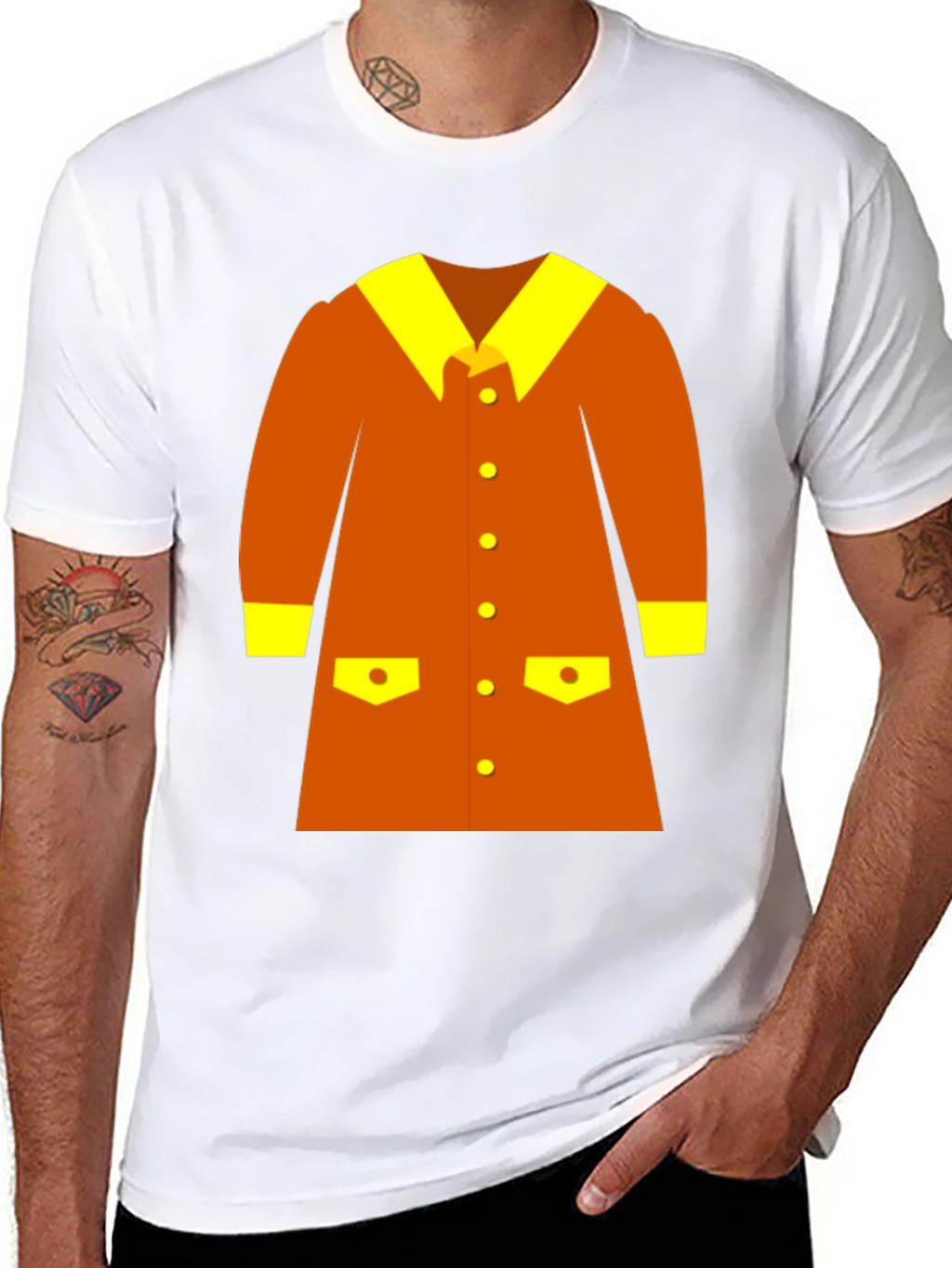 Retro Cartoon Coat Graphic Tee - Black