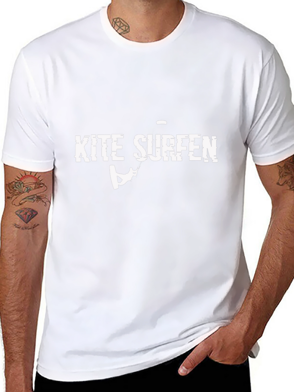 Kite Surfing Graphic Tee - Black Cotton