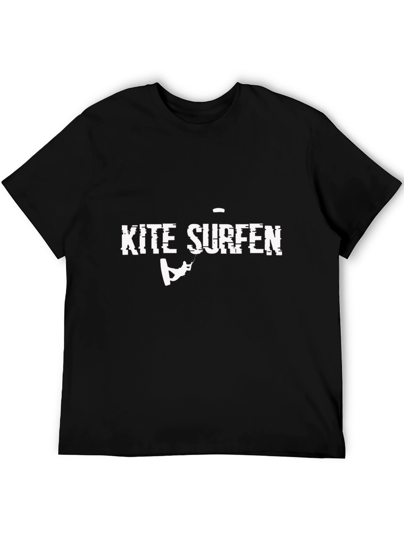 Kite Surfing Graphic Tee - Black Cotton