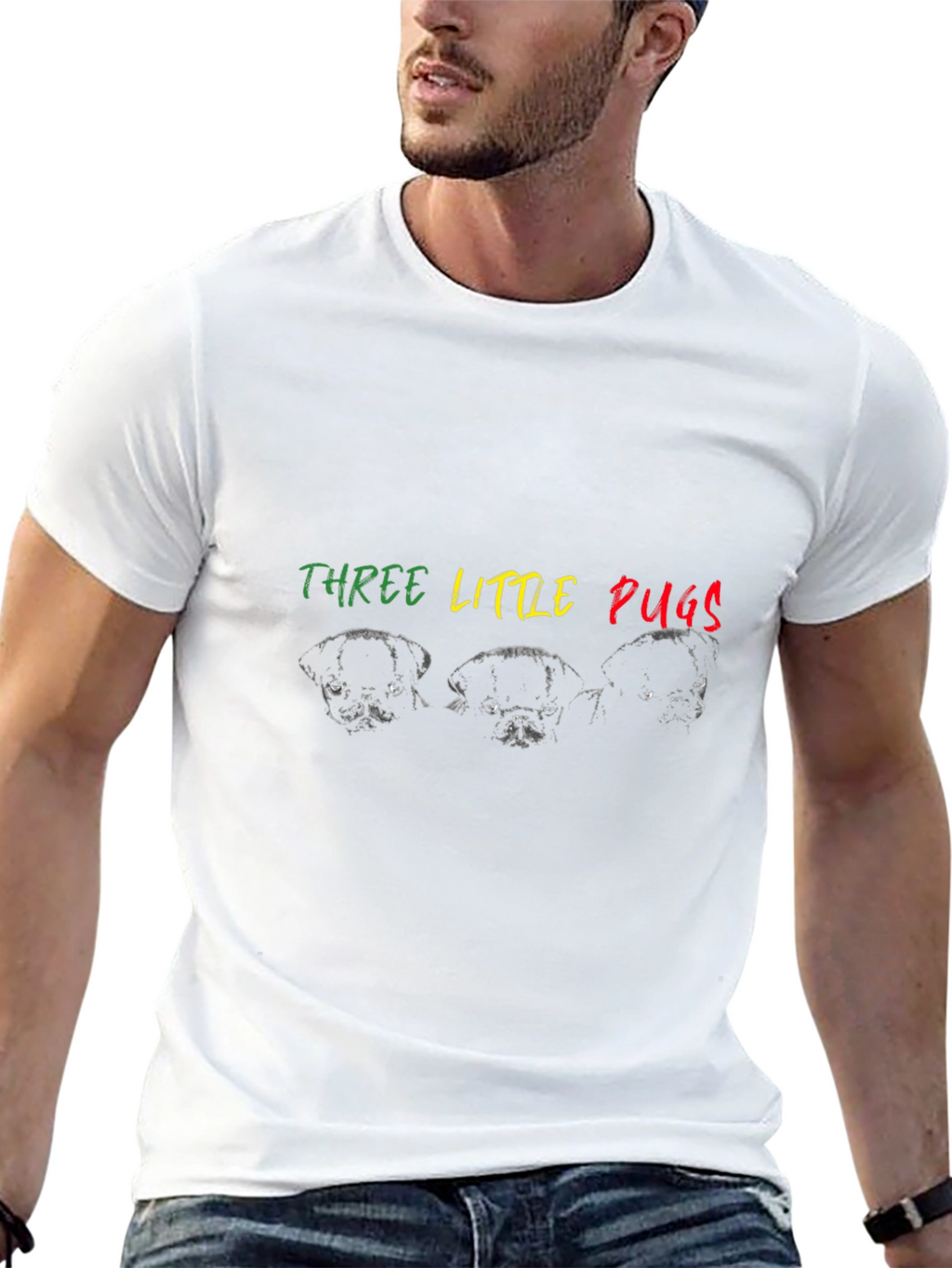 Three Little Pugs Graphic Tee - Black