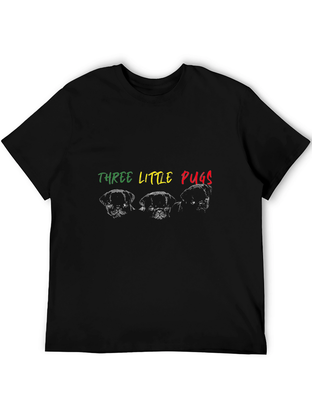 Three Little Pugs Graphic Tee - Black
