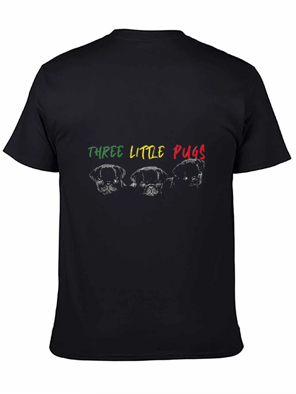 Three Little Pugs Graphic Tee - Black