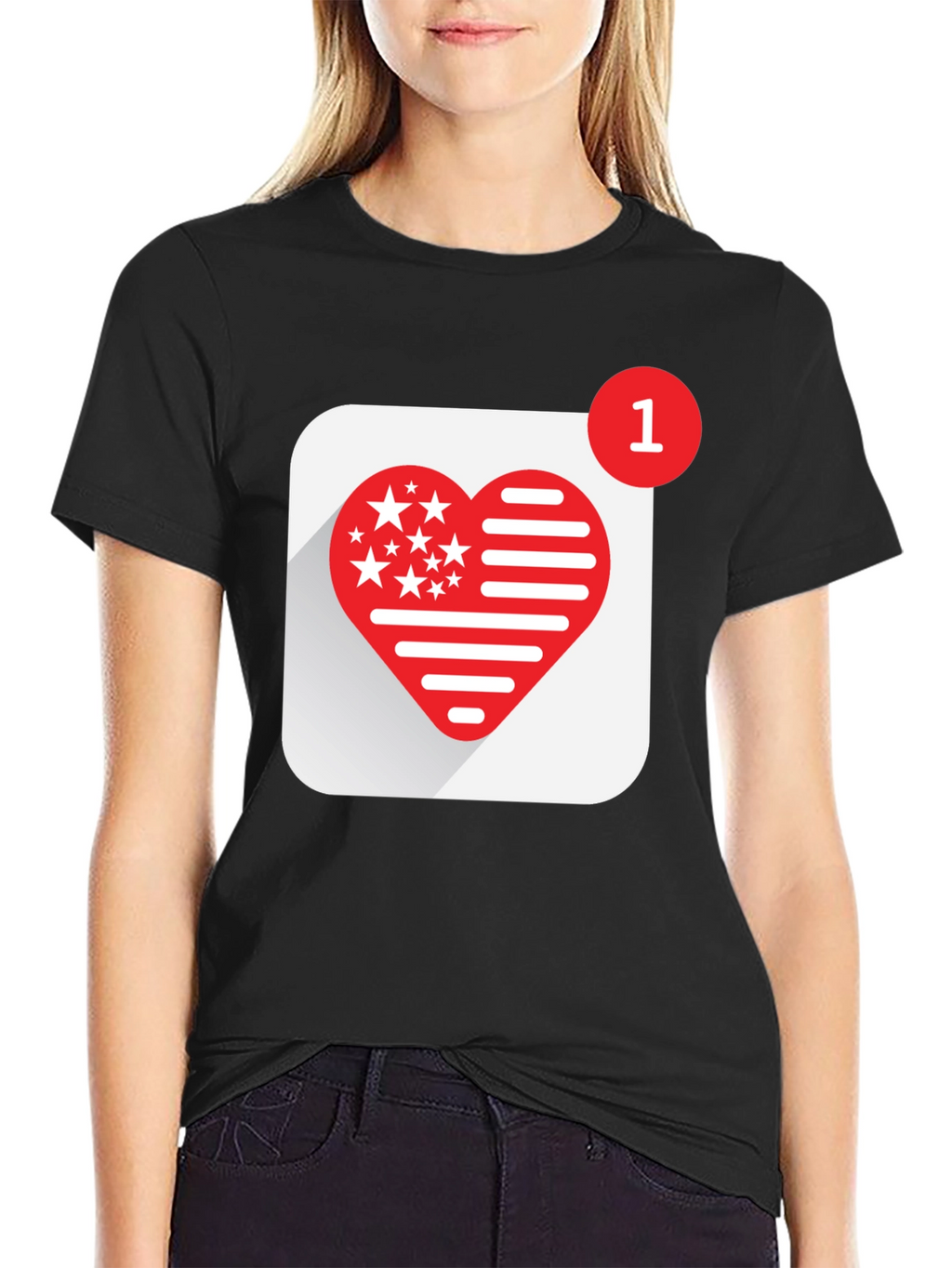 Heart Notification Graphic Tee - Black
