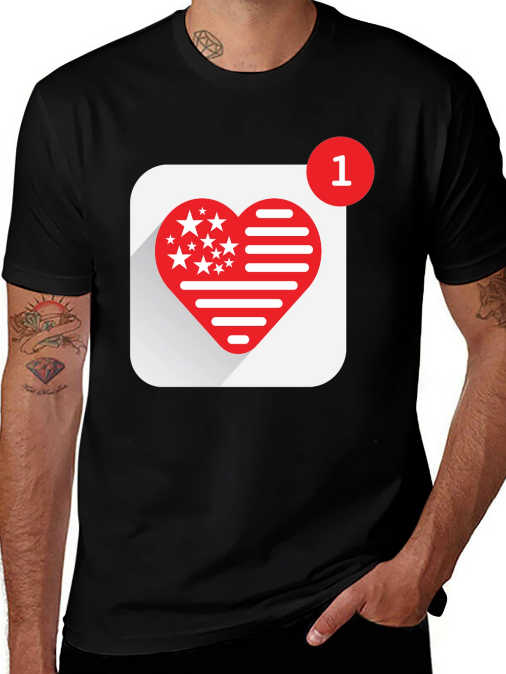 Heart Notification Graphic Tee - Black