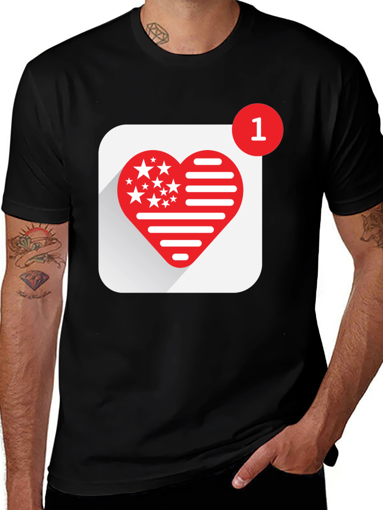 Heart Notification Graphic Tee - Black
