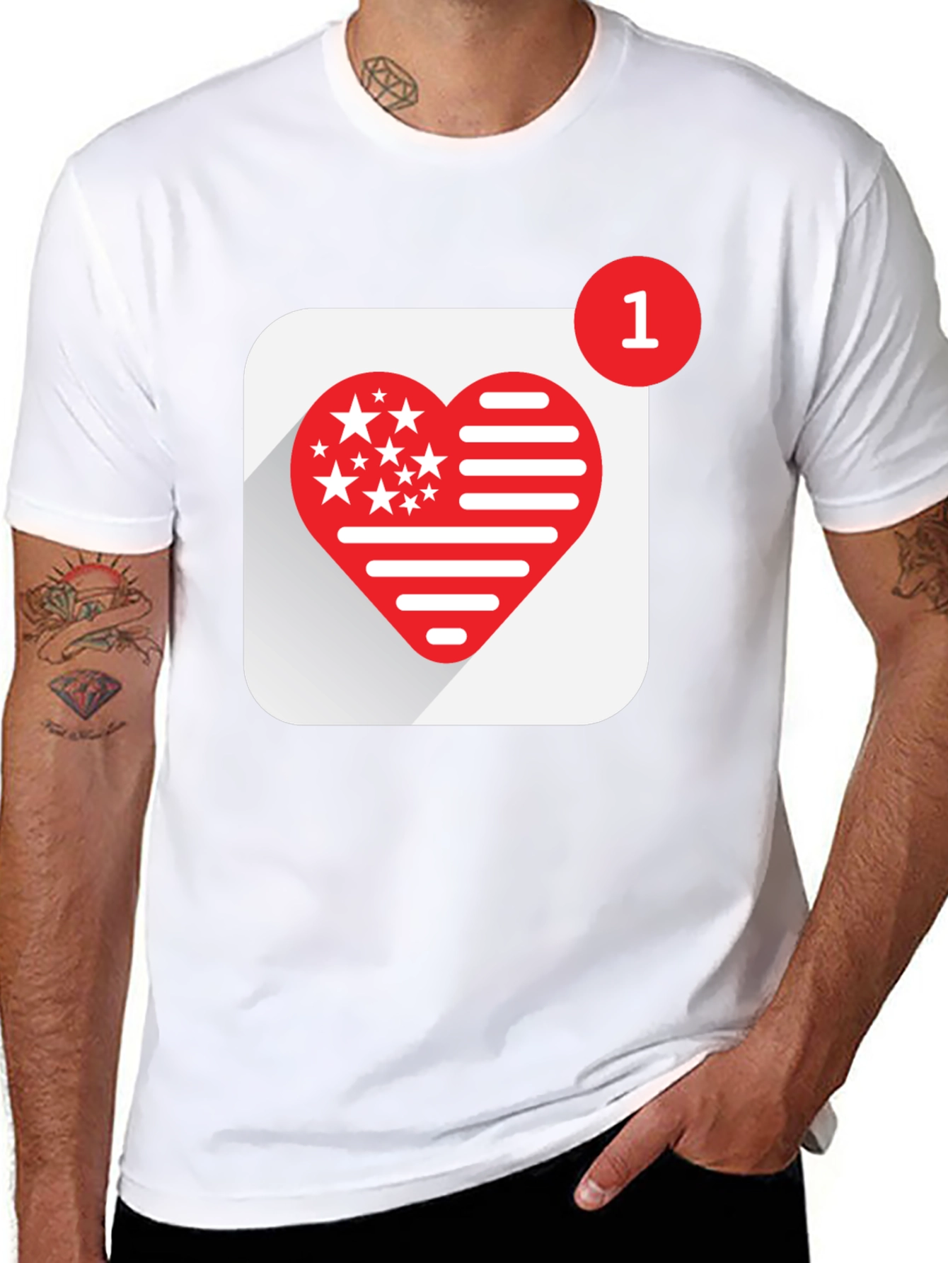 Heart Notification Graphic Tee - Black
